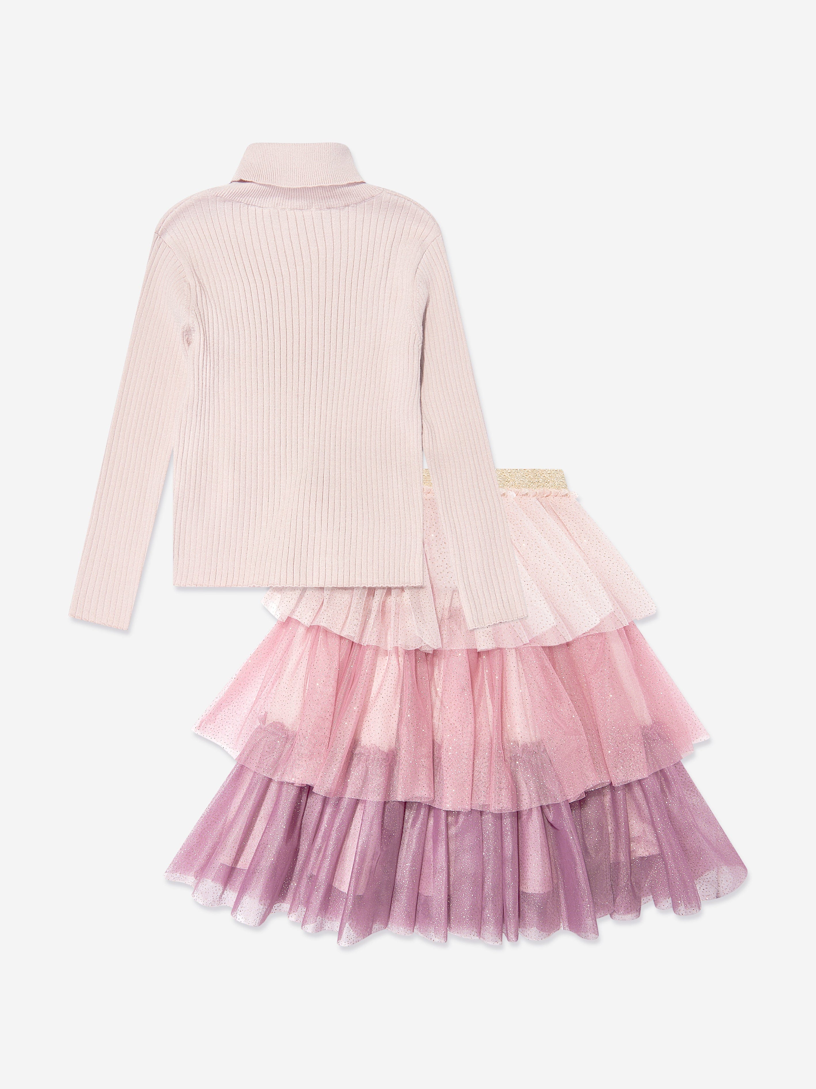 Girls Tulle Skirt Set in Multicolour