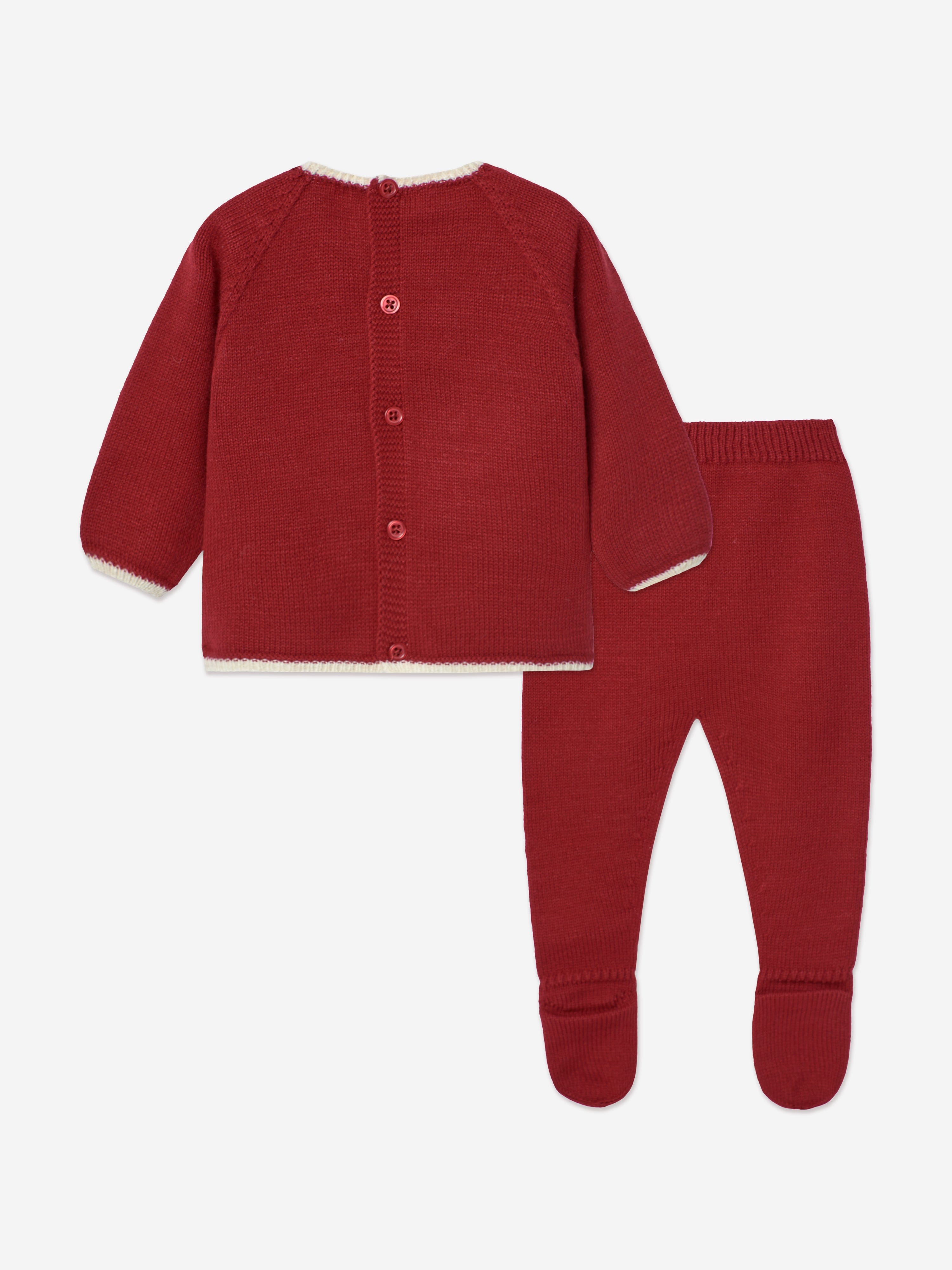 Baby Knitted 2 Piece Snowflake Set in Red