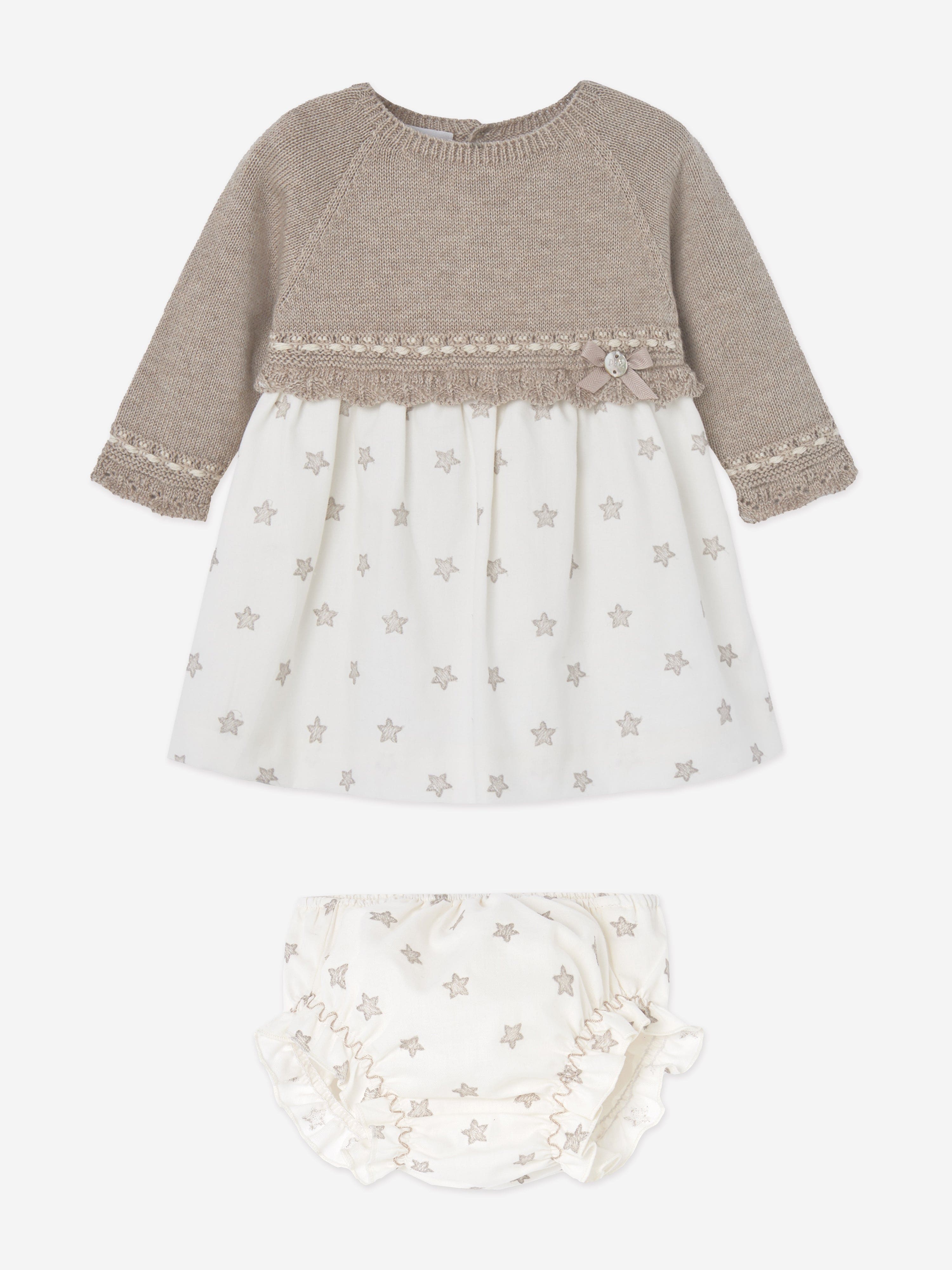 Baby Girls Dress With Bloomers in Brown