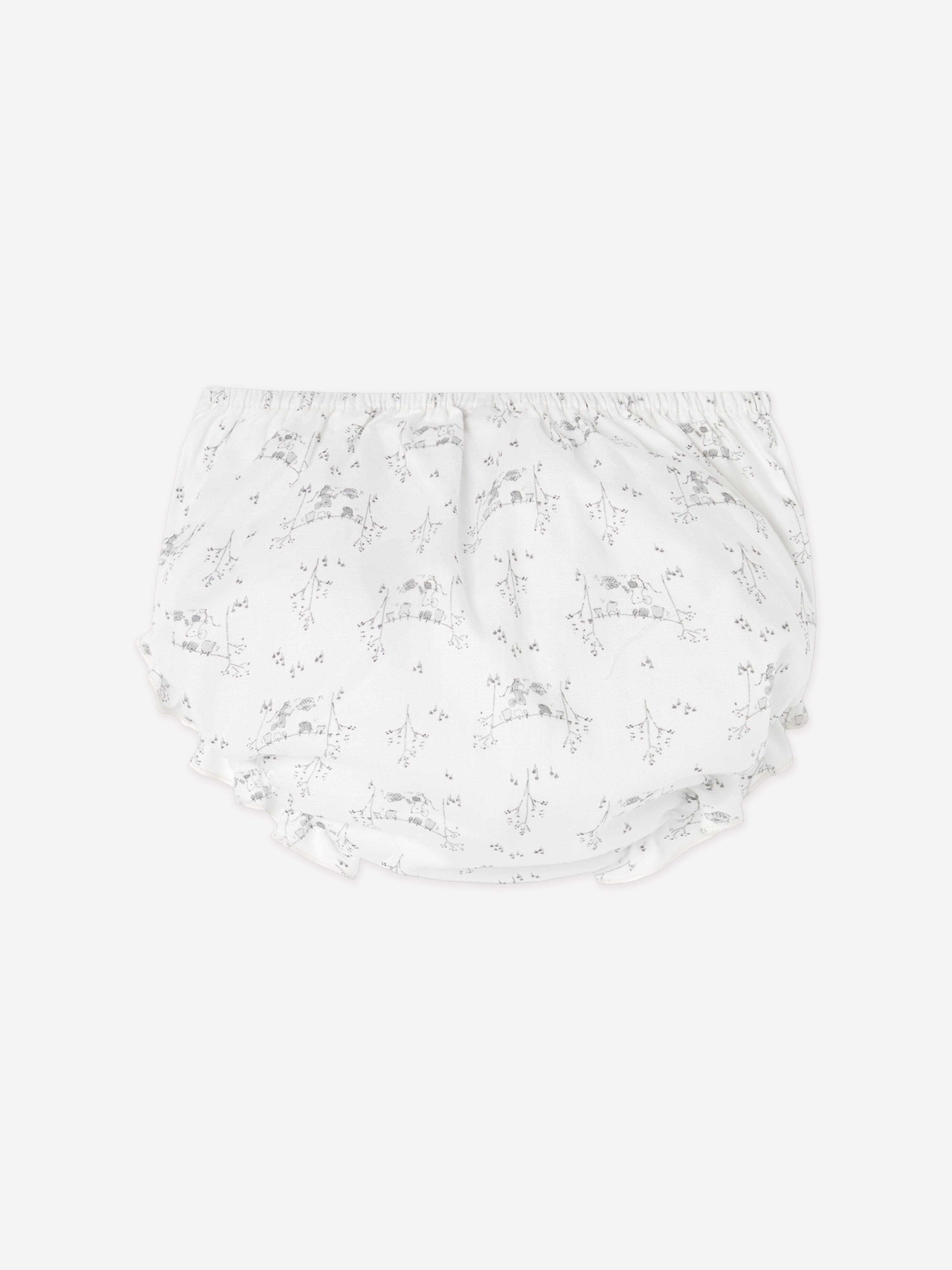 Baby Girls Cotton Dress With Bloomers in White