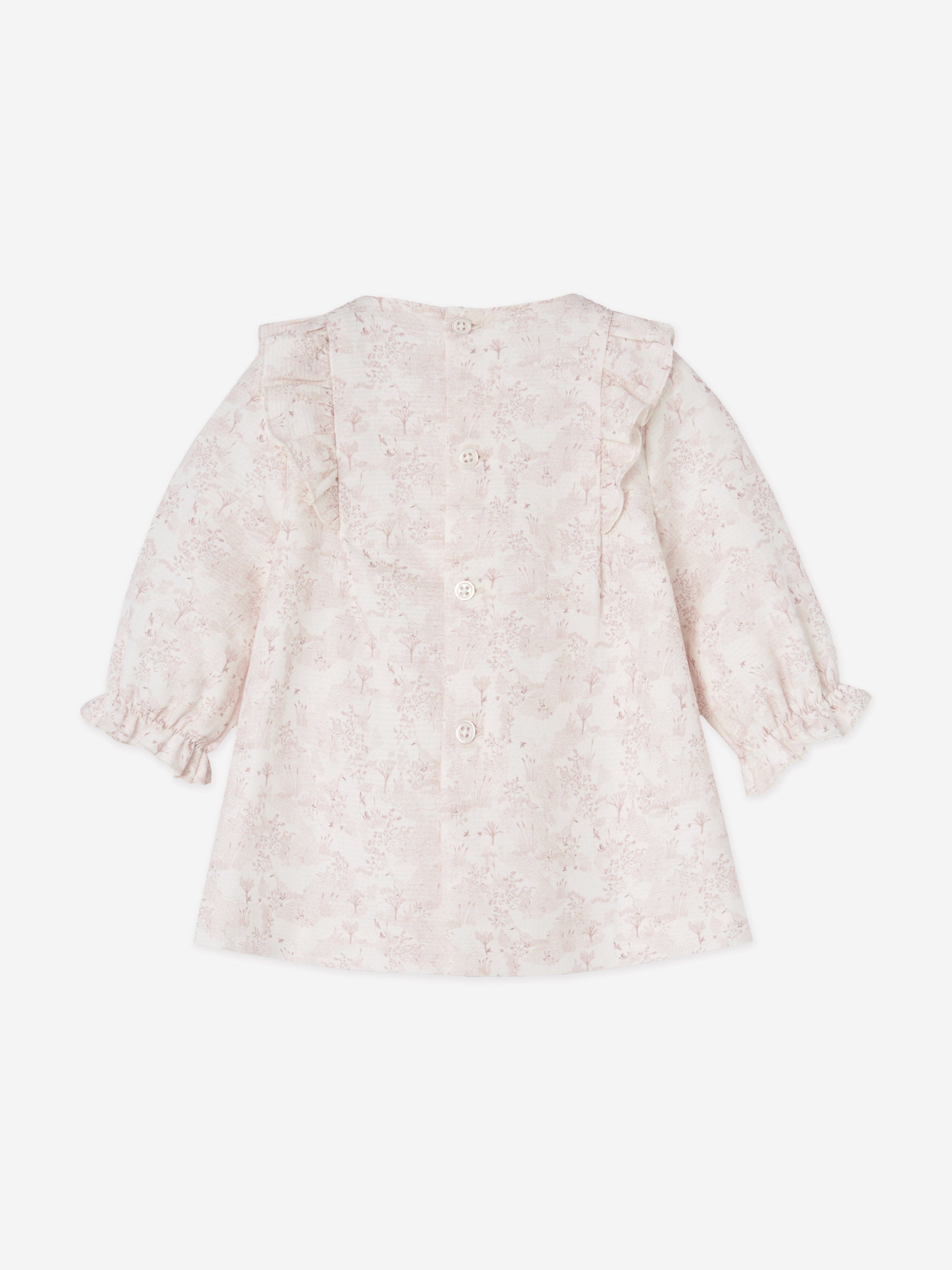 Baby Girls Cotton Dress With Bloomers in Pink