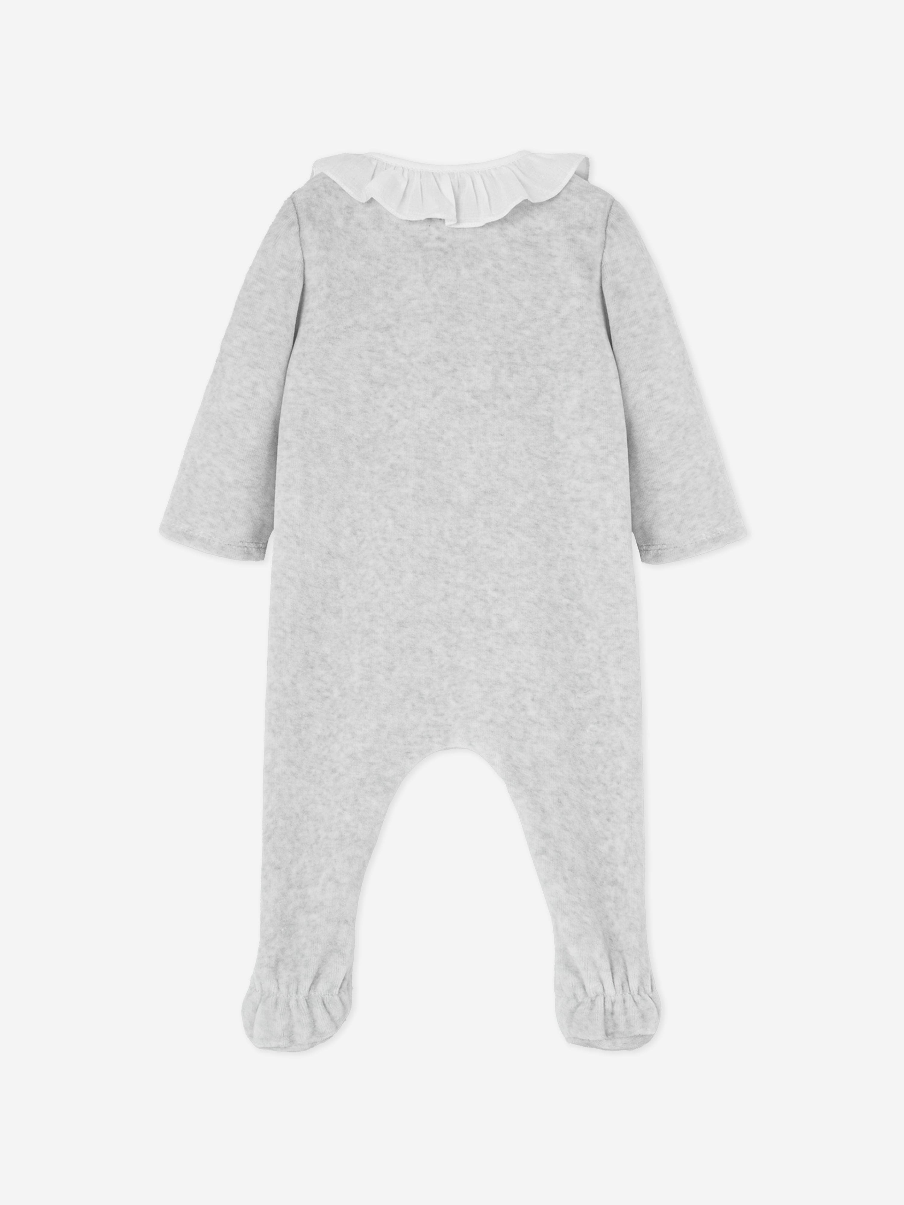 Baby Girls Frilly Babygrow in Grey