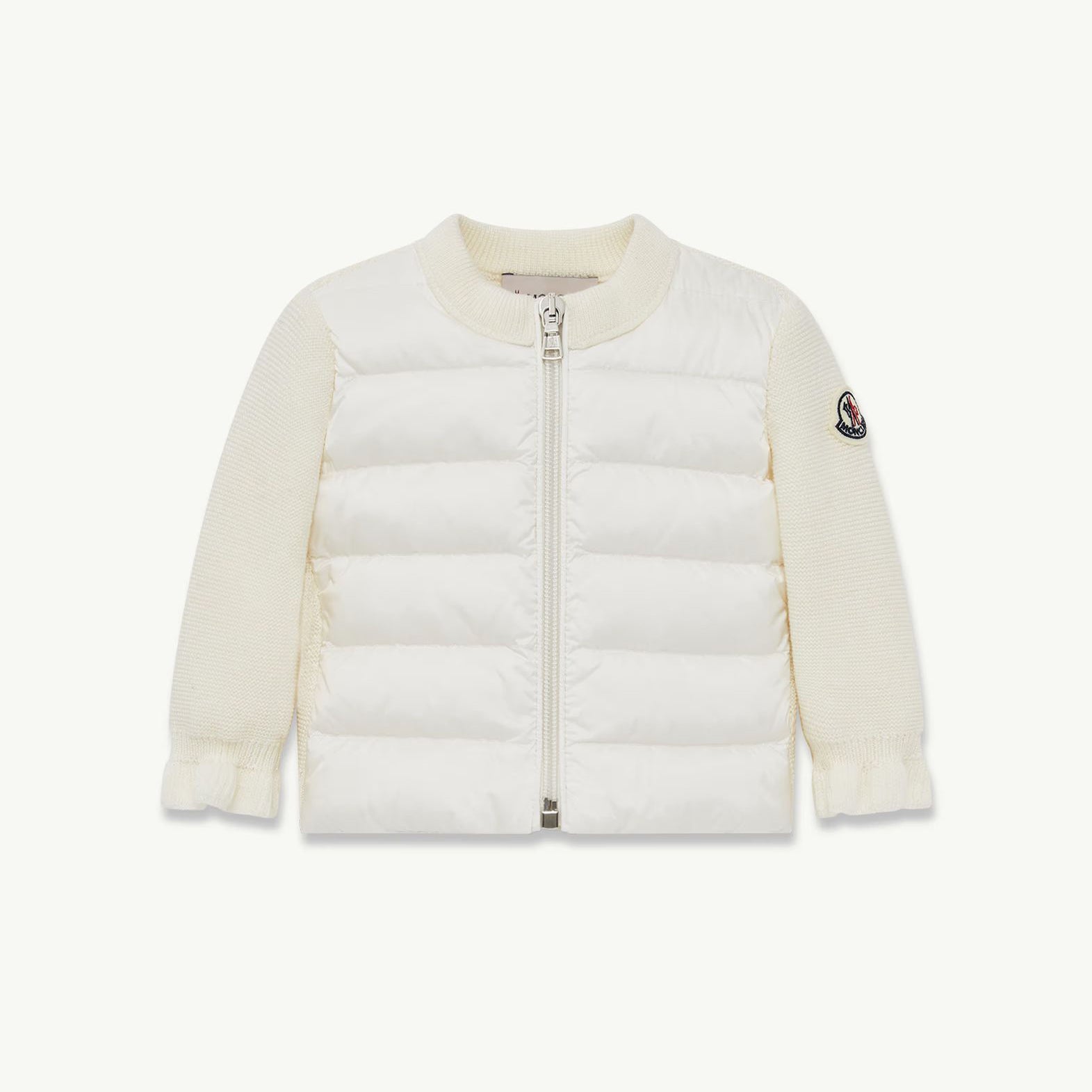 Baby Girls White Padded Down Zip-Up Top