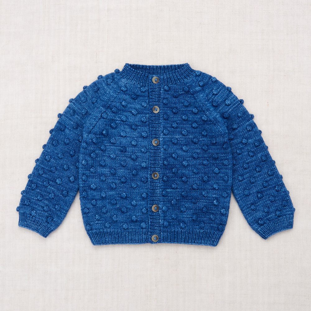 Girls Blue Popcorn Wool Cardigan