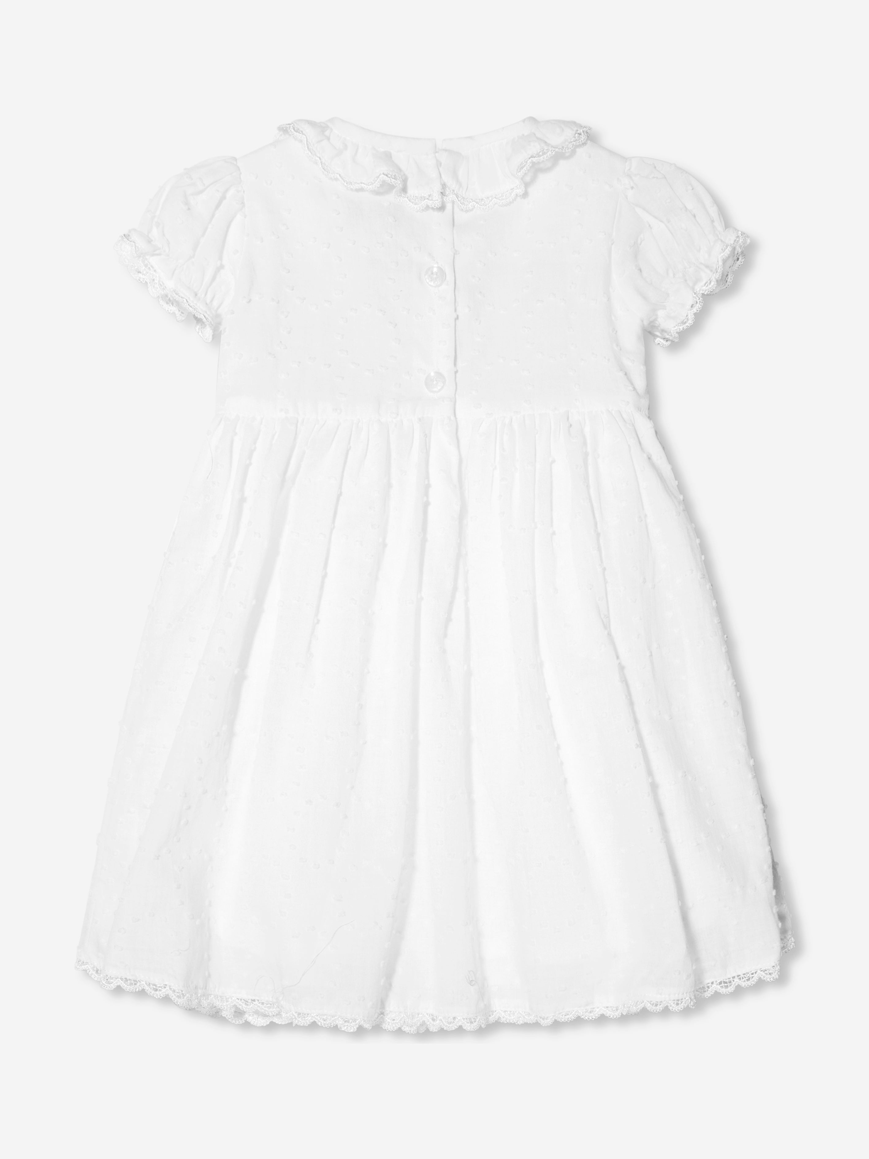 Rachel Riley Baby Girls Swiss Dot Smocked Dress And Bloomers in Ivory
