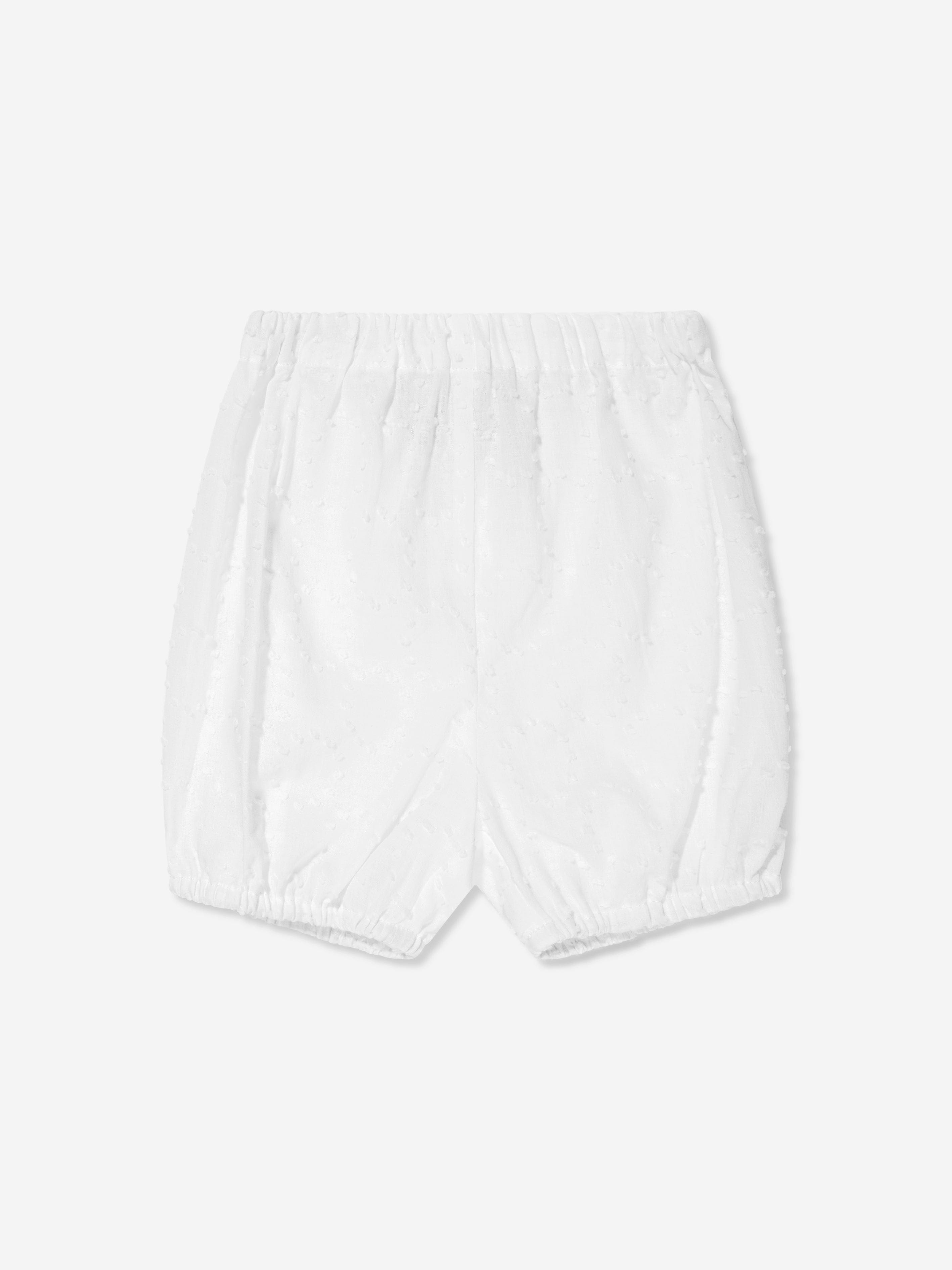 Rachel Riley Baby Girls Swiss Dot Smocked Dress And Bloomers in Ivory