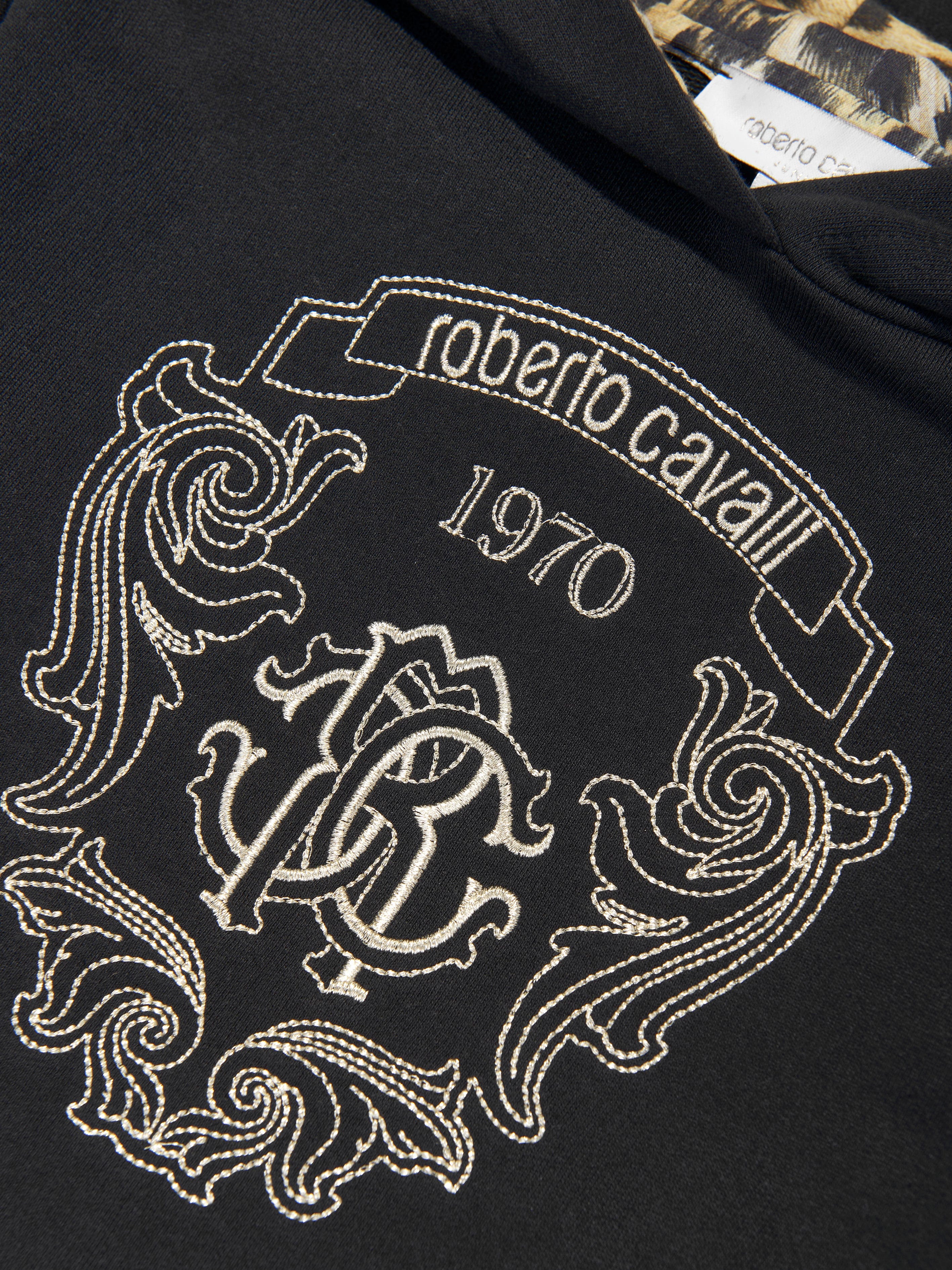 Girls Embroidered Hoodie in Black