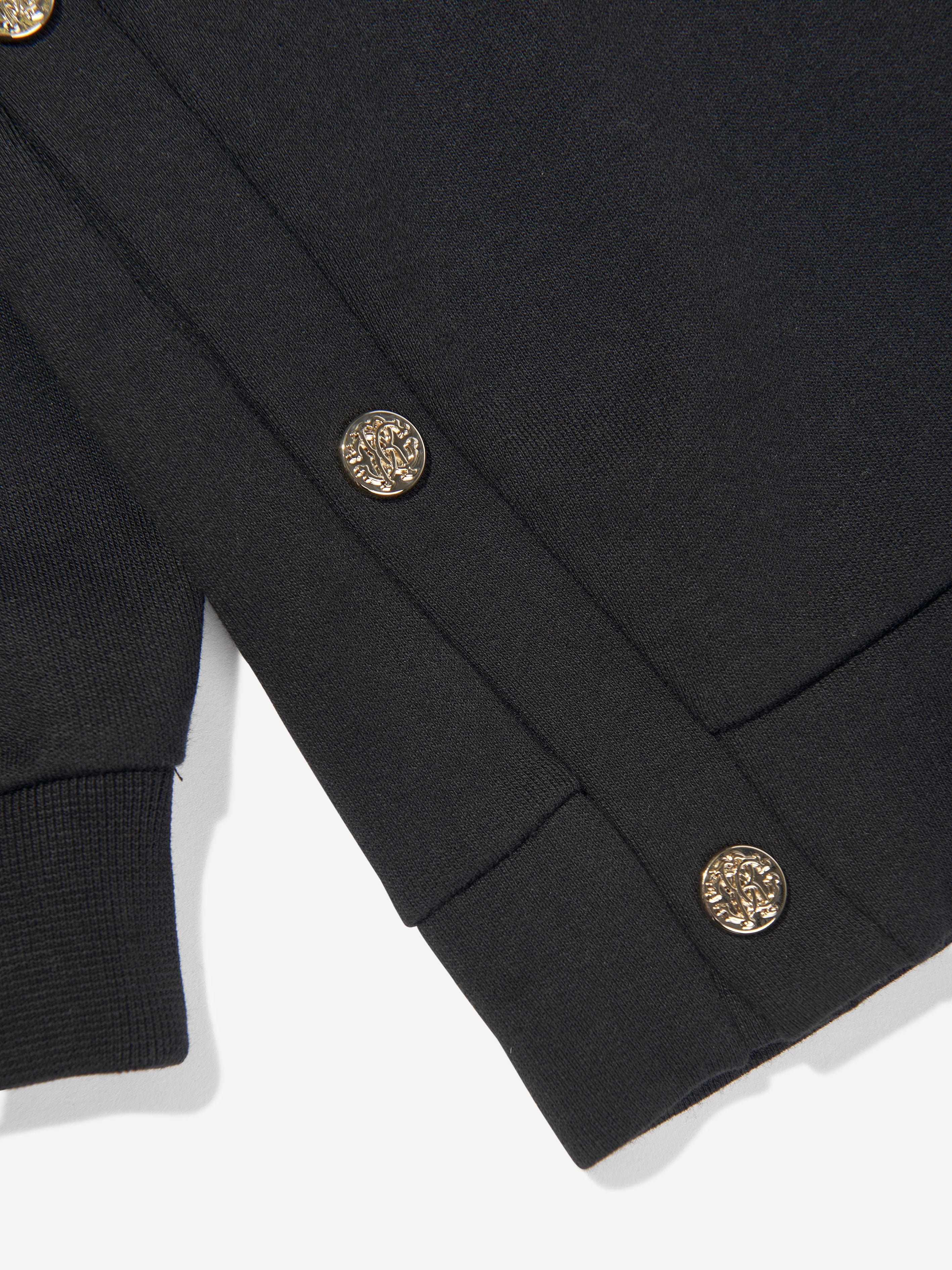 Girls Embroidered Hoodie in Black