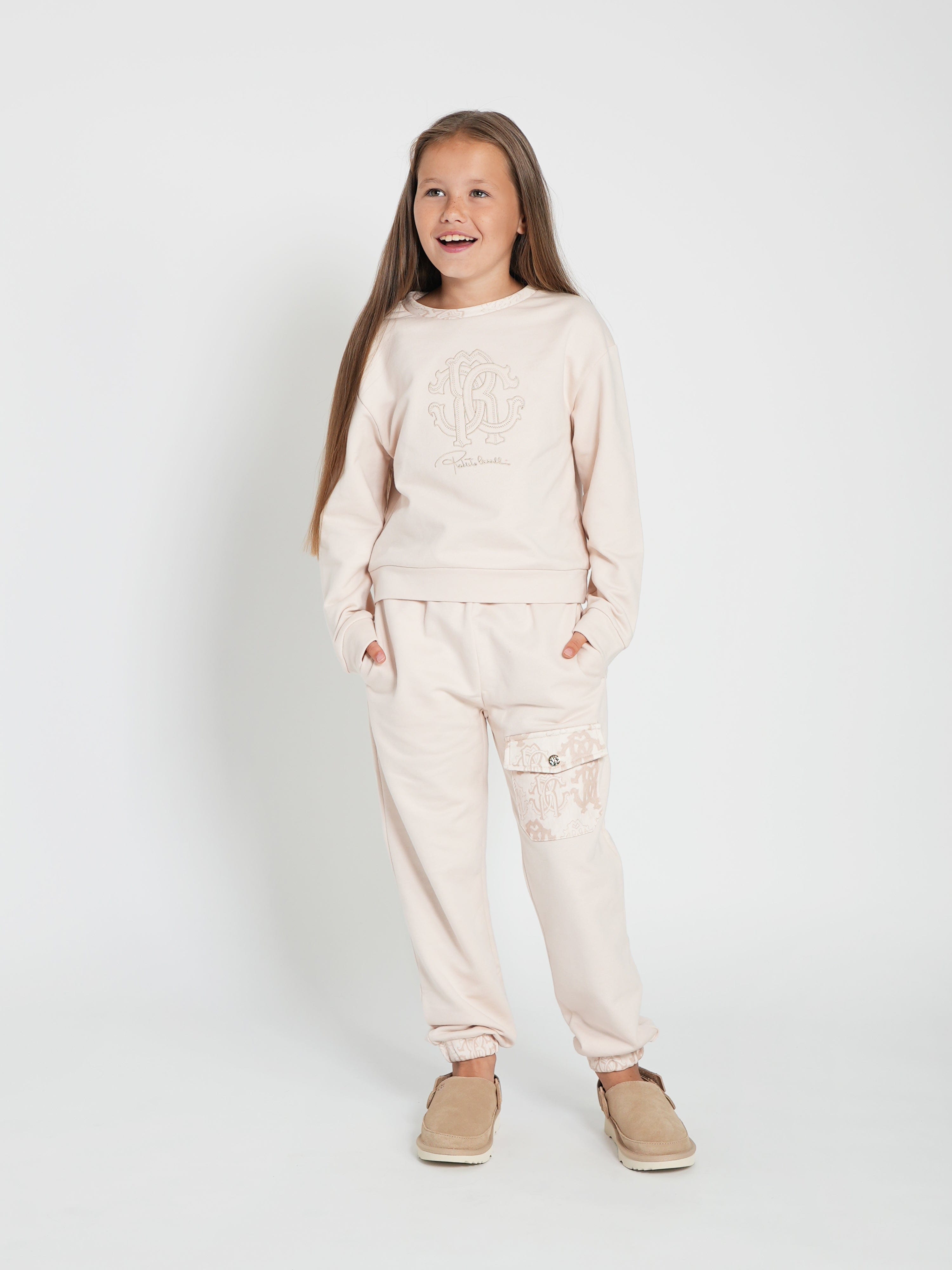 Roberto Cavalli Girls Crewneck Sweatshirt in Beige