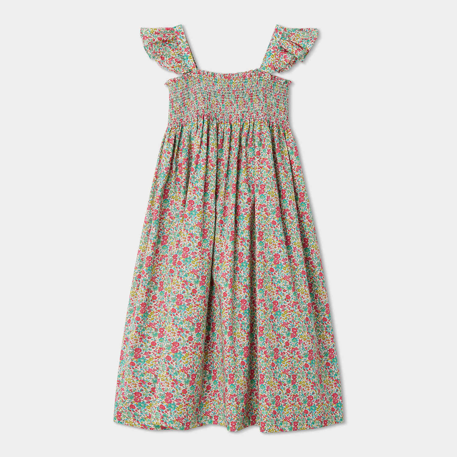 Girls Red Floral Cotton Dress