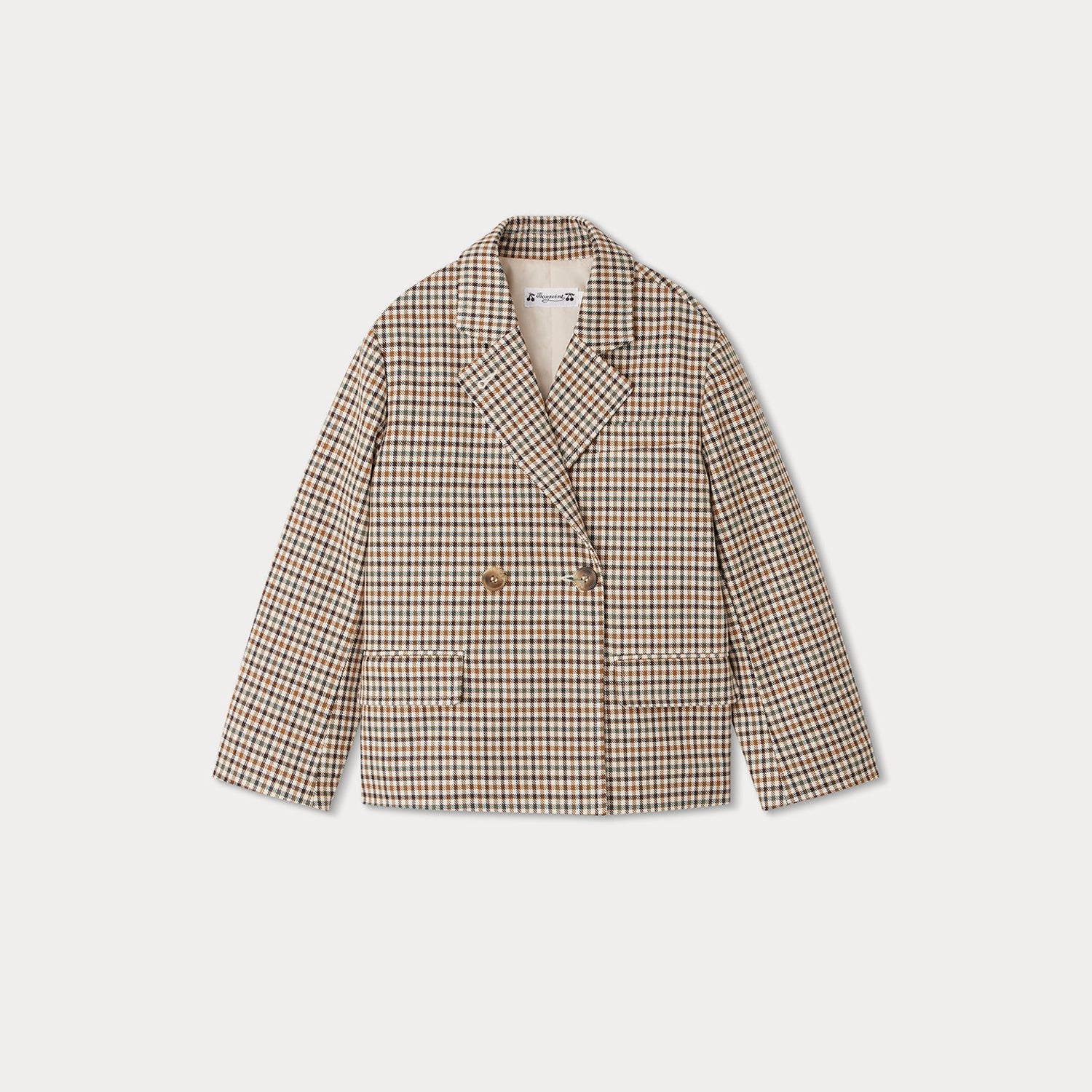 Girls Beige Check Coat