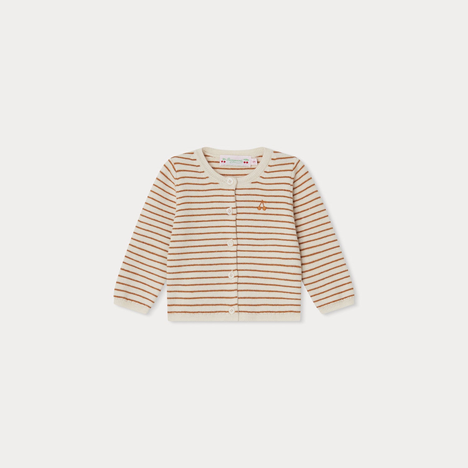 Baby Girls Caramel Stripes Wool Cardigan