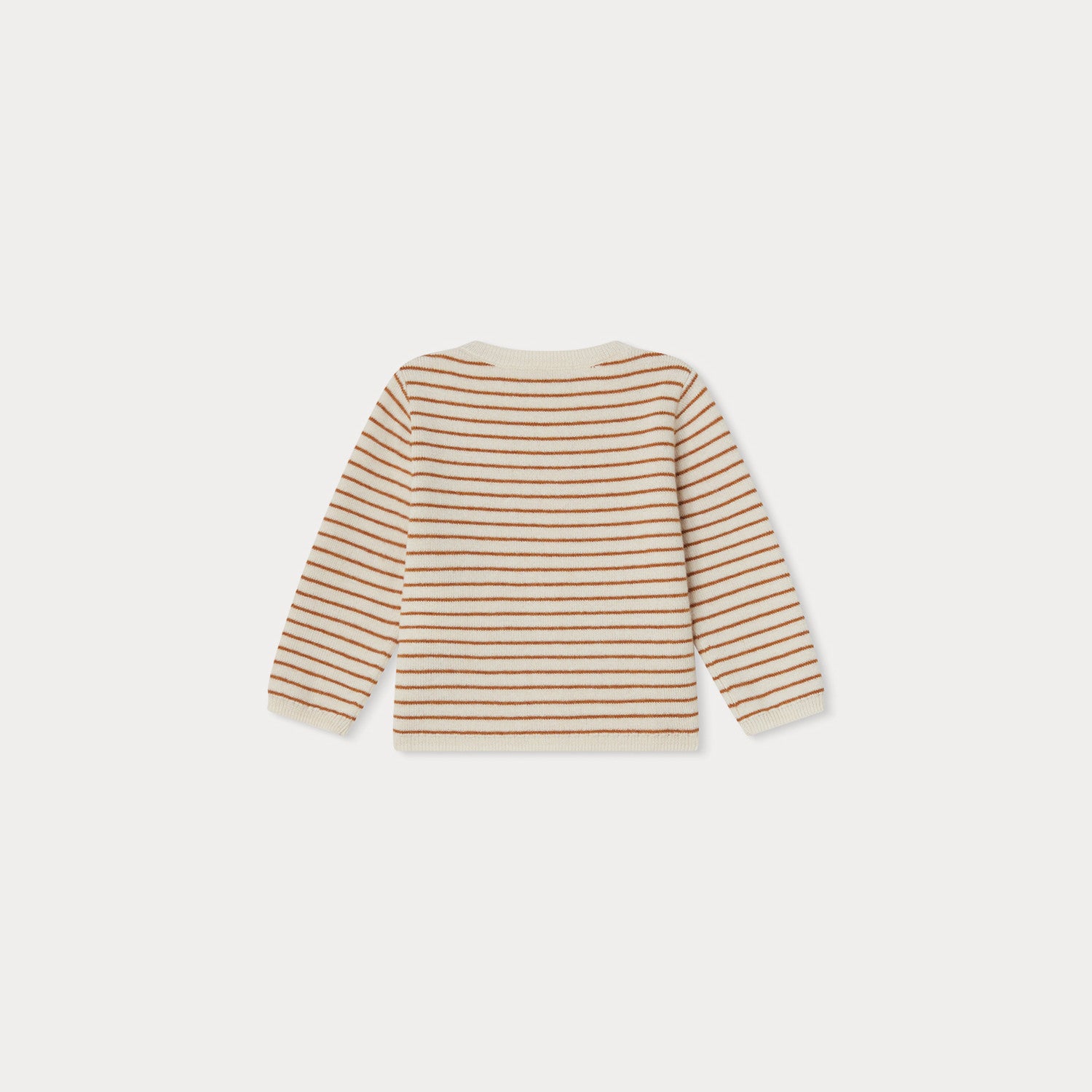 Baby Girls Caramel Stripes Wool Cardigan