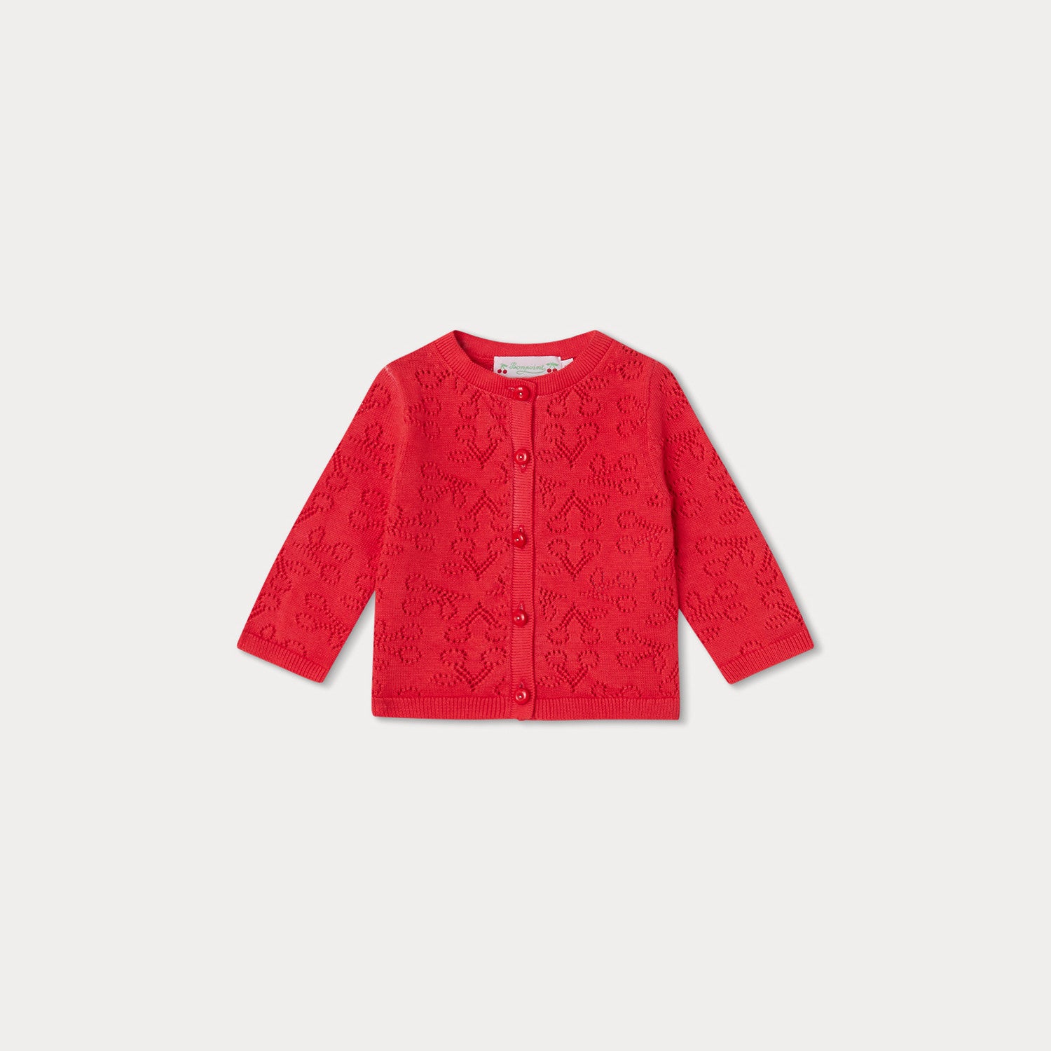 Baby Girls Red Cotton Cardigan