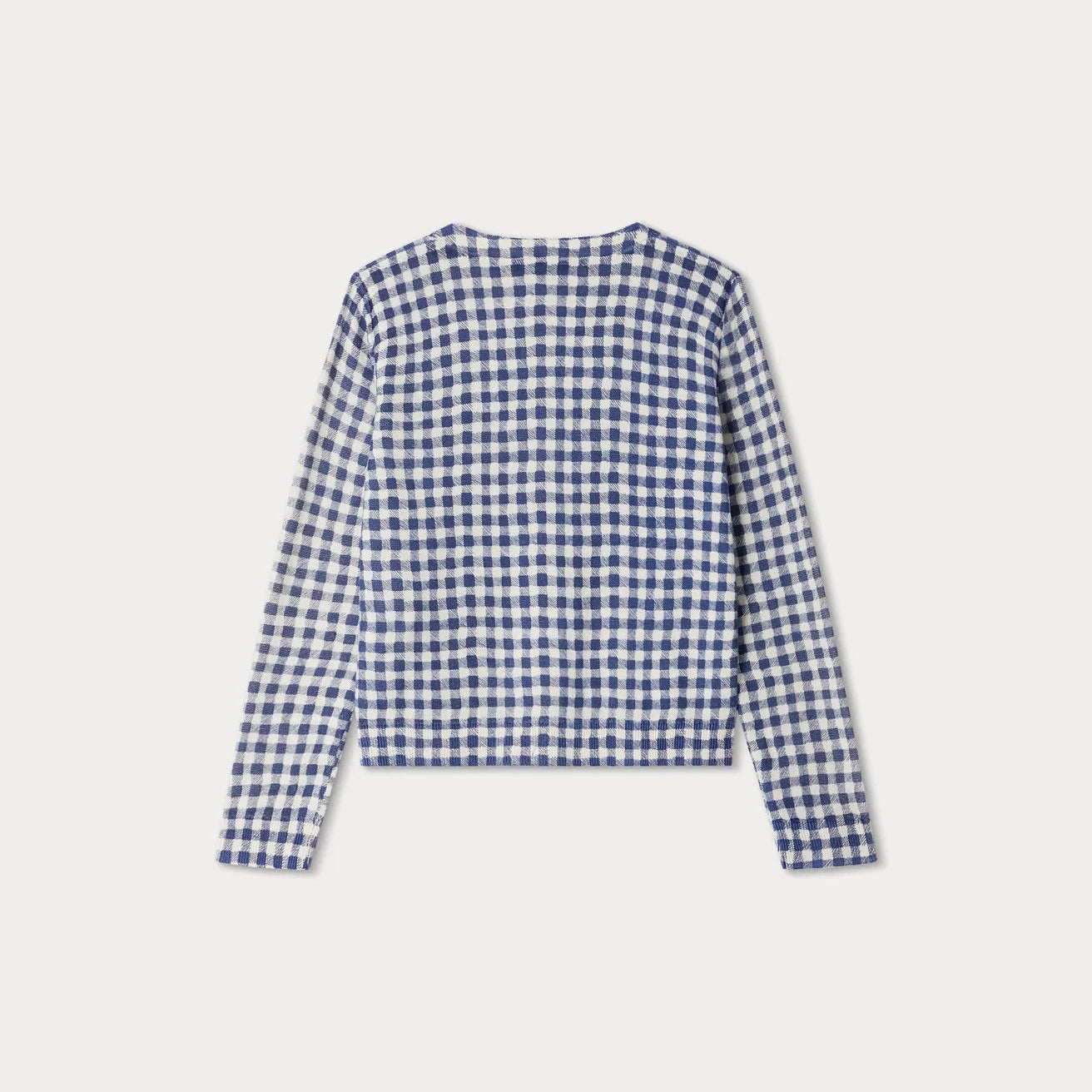 Girls Navy Check Cotton Cardigan