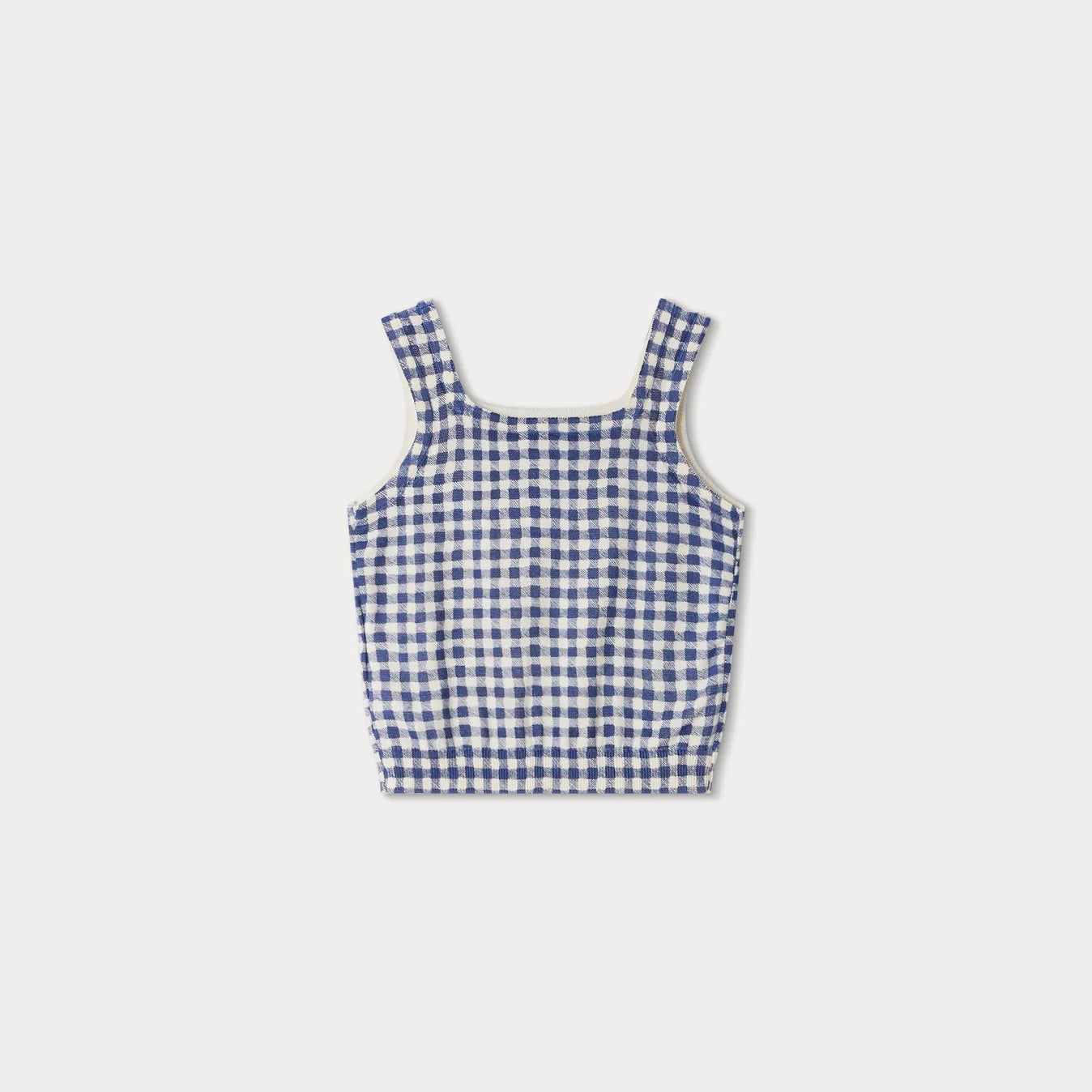 Girls Navy Check Cotton Vest