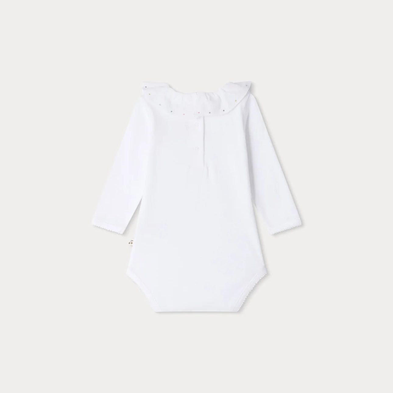 Baby Girls White Ruffled Cotton Babysuit