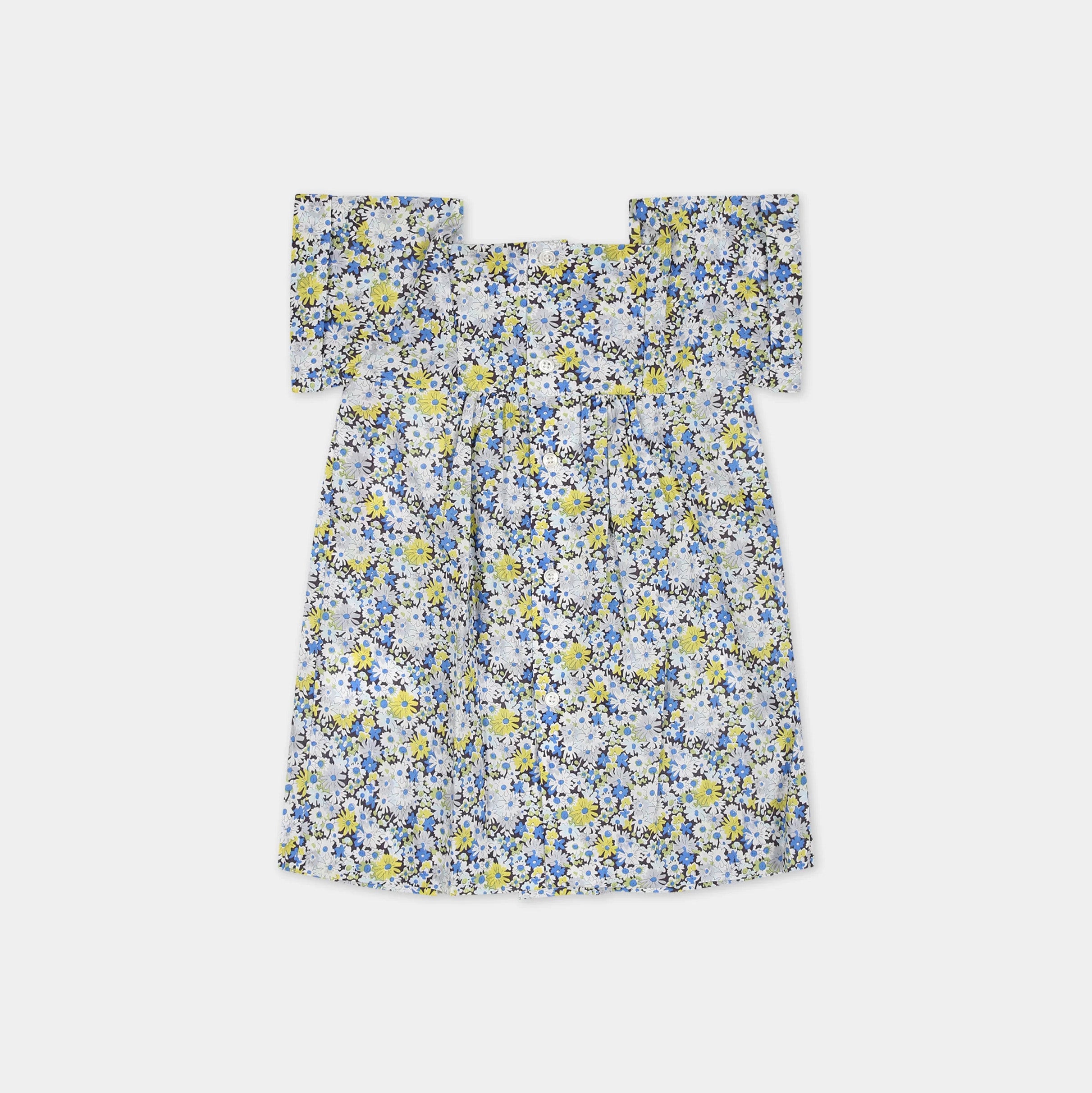 Baby Girls Blue Floral Cotton Dress