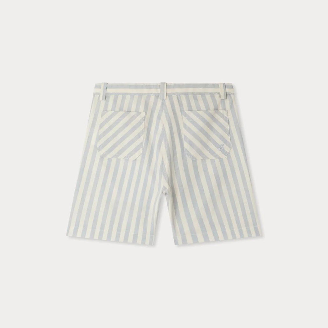 Girls Light Blue Stripes Cotton Shorts