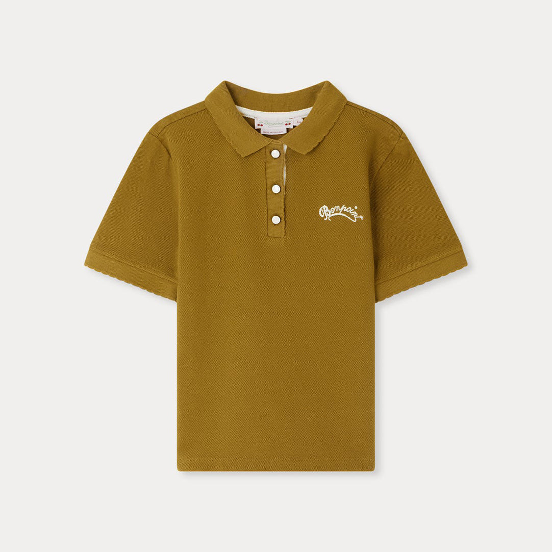 Girls Green Bronze Cotton Polo Shirt
