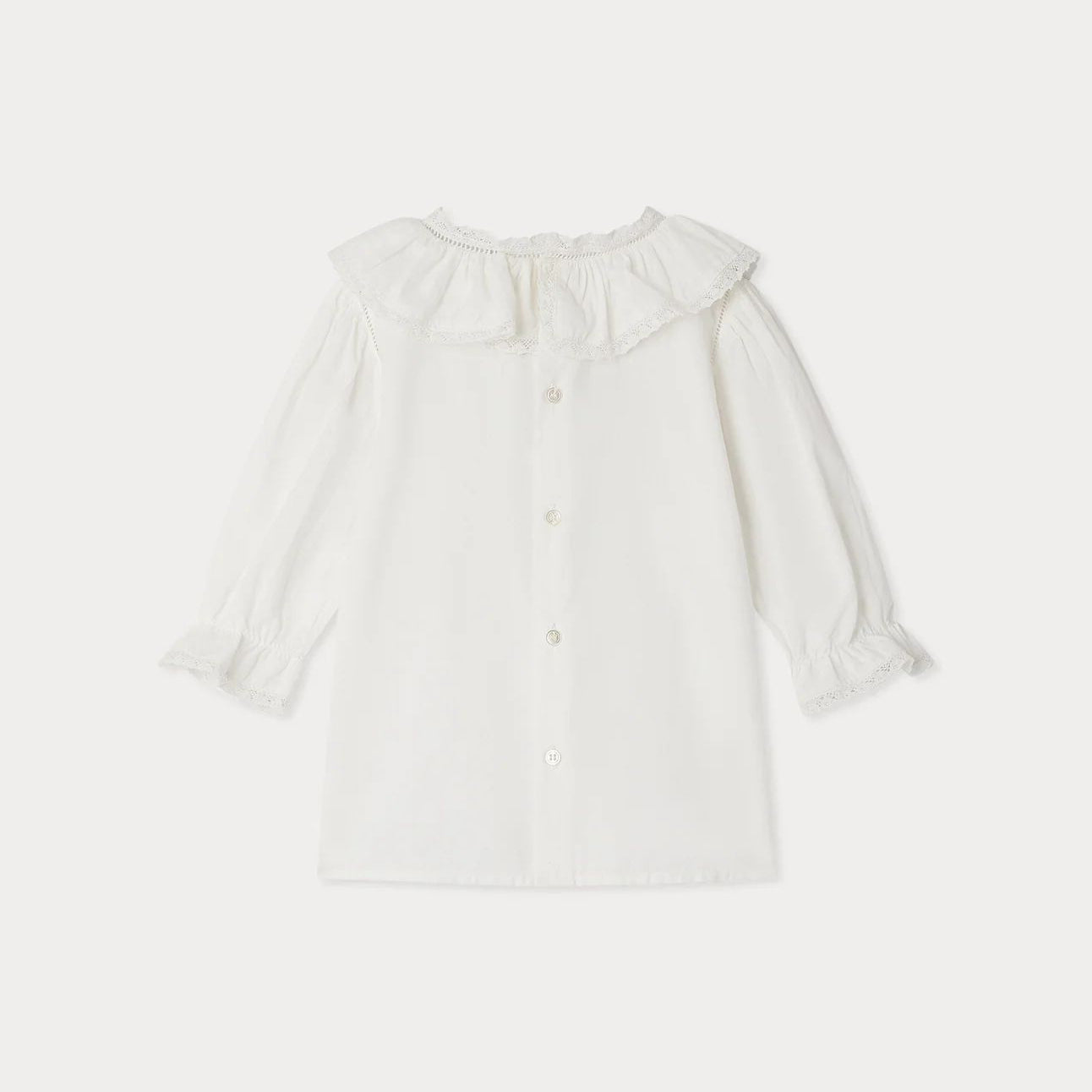 Baby Girls White Ruffled Cotton Dress