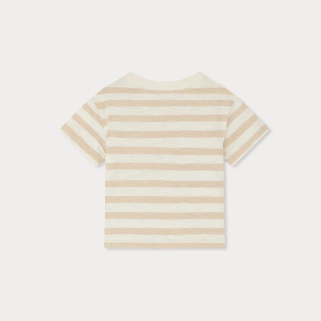 Baby Boys Beige Stripes Cotton T-Shirt