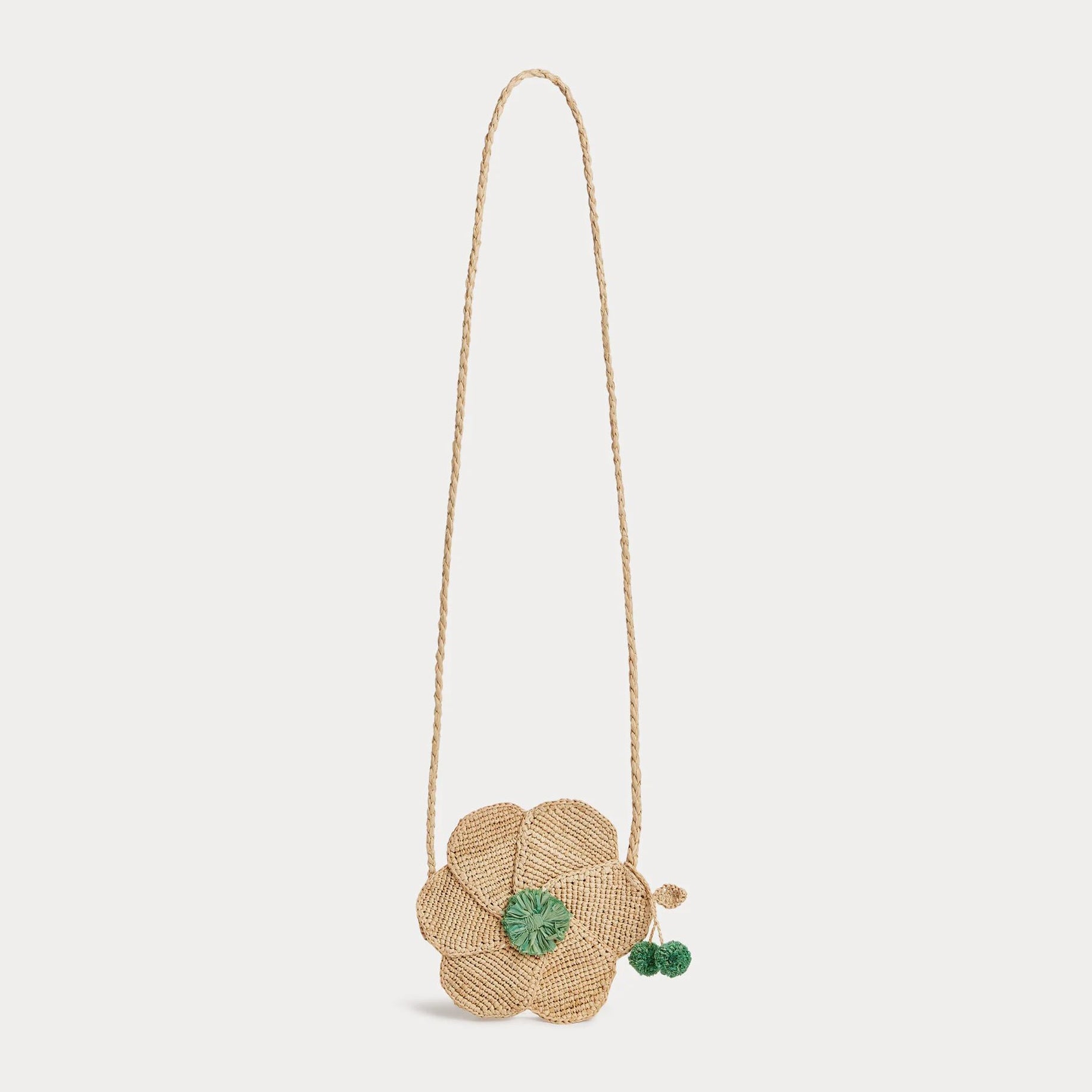 Girls Beige Raffia Shoulder Bag(16.5x16.5cm)