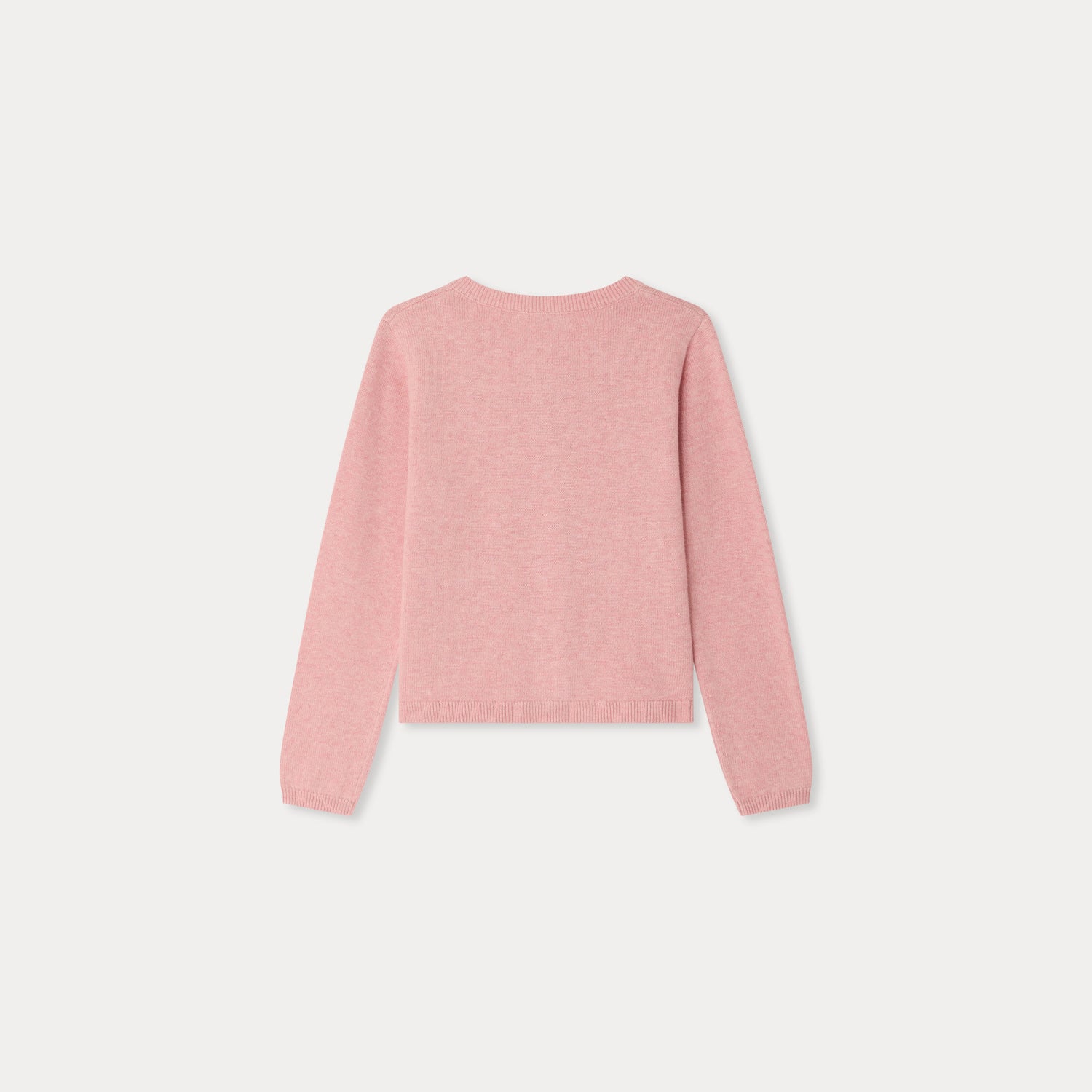 Girls Pink Cherry Embroidered Cotton Cardigan