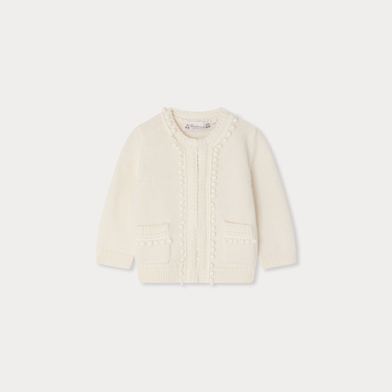 Baby Girls White Cotton Cardigan