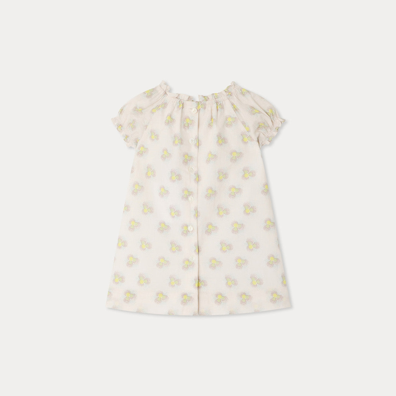Baby Girls Beige Printed Cotton Dress