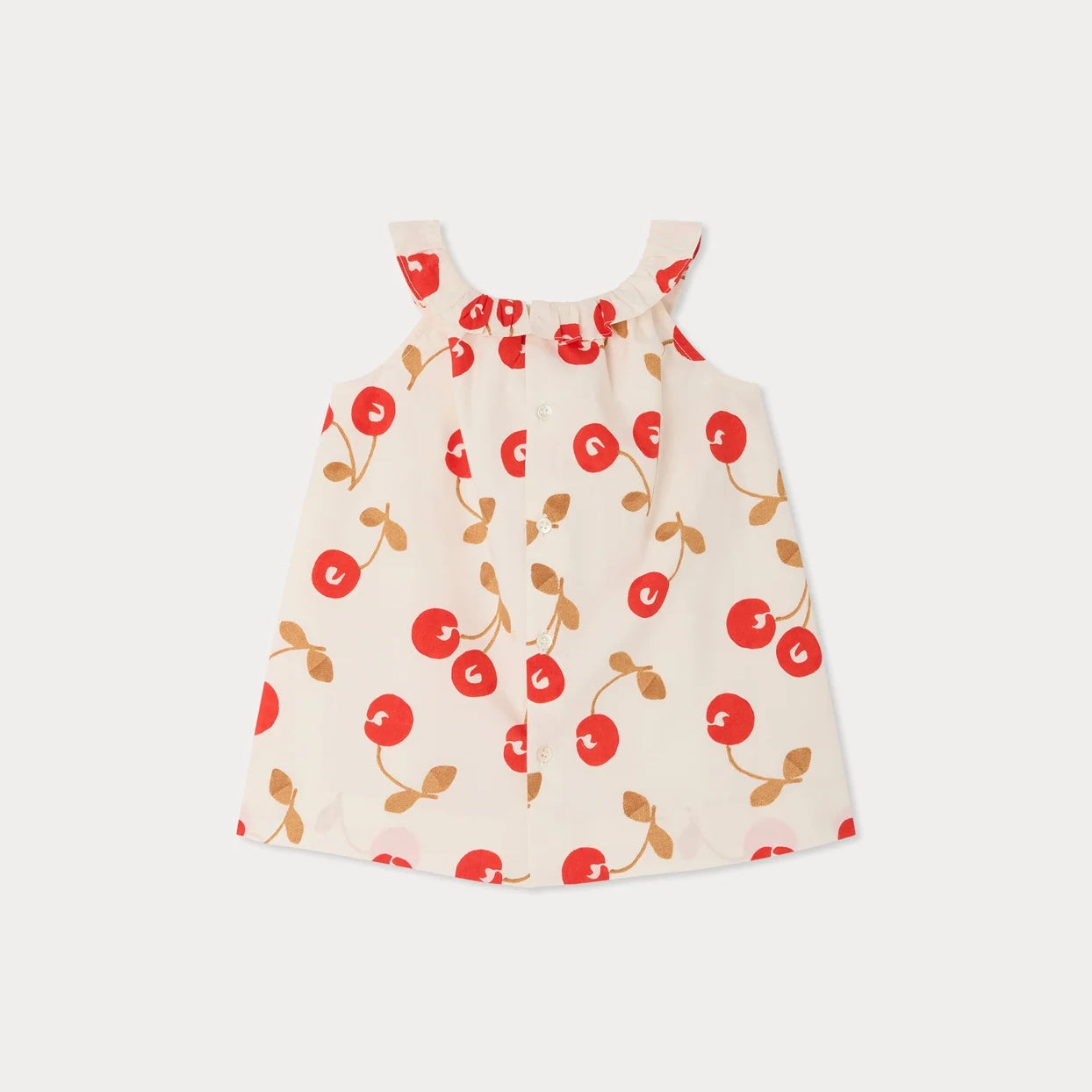 Baby Girls Red Cherry Printed Cotton Dress