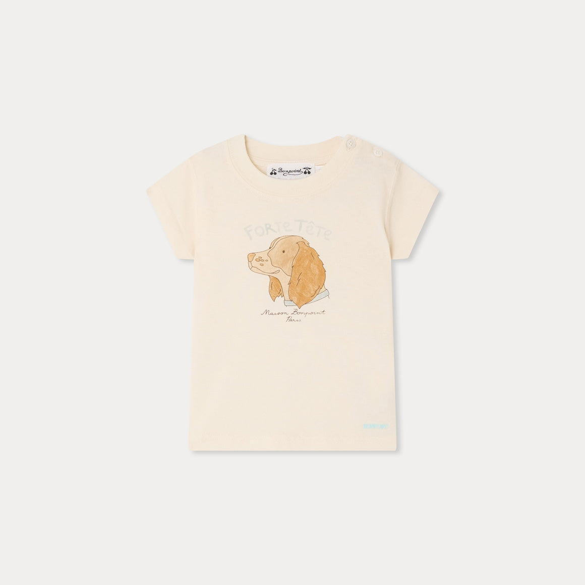 Baby Boys Ivory Puppy Printed Cotton T-Shirt