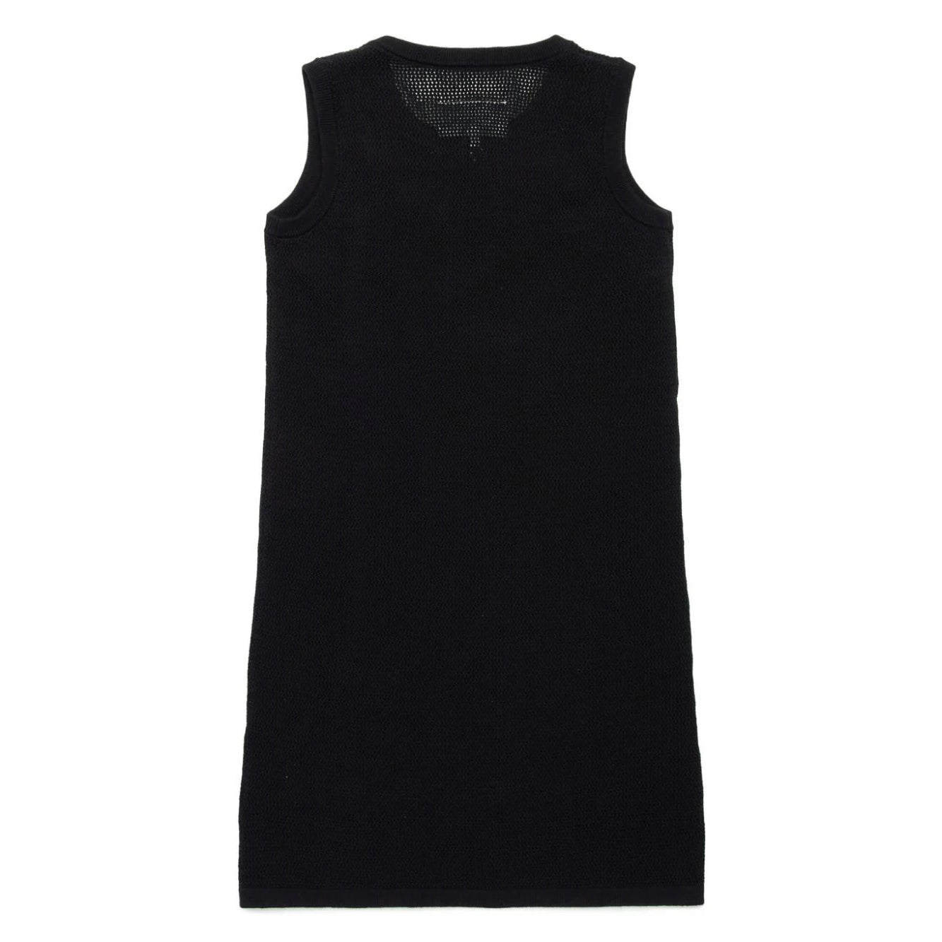 Girls Black Cotton Mesh Dress