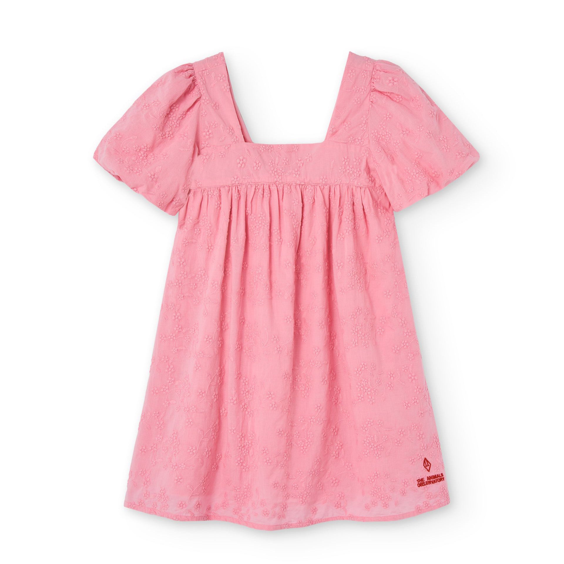 Girls Pink Embroidered Cotton Dress