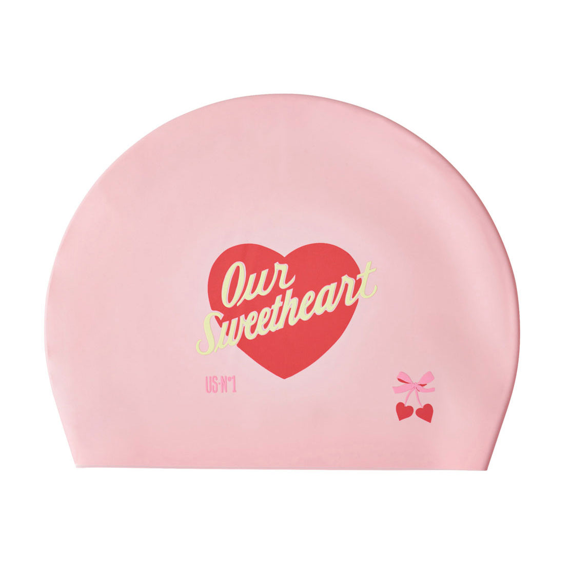 Adult Pink Heart Silicone Swim Cap