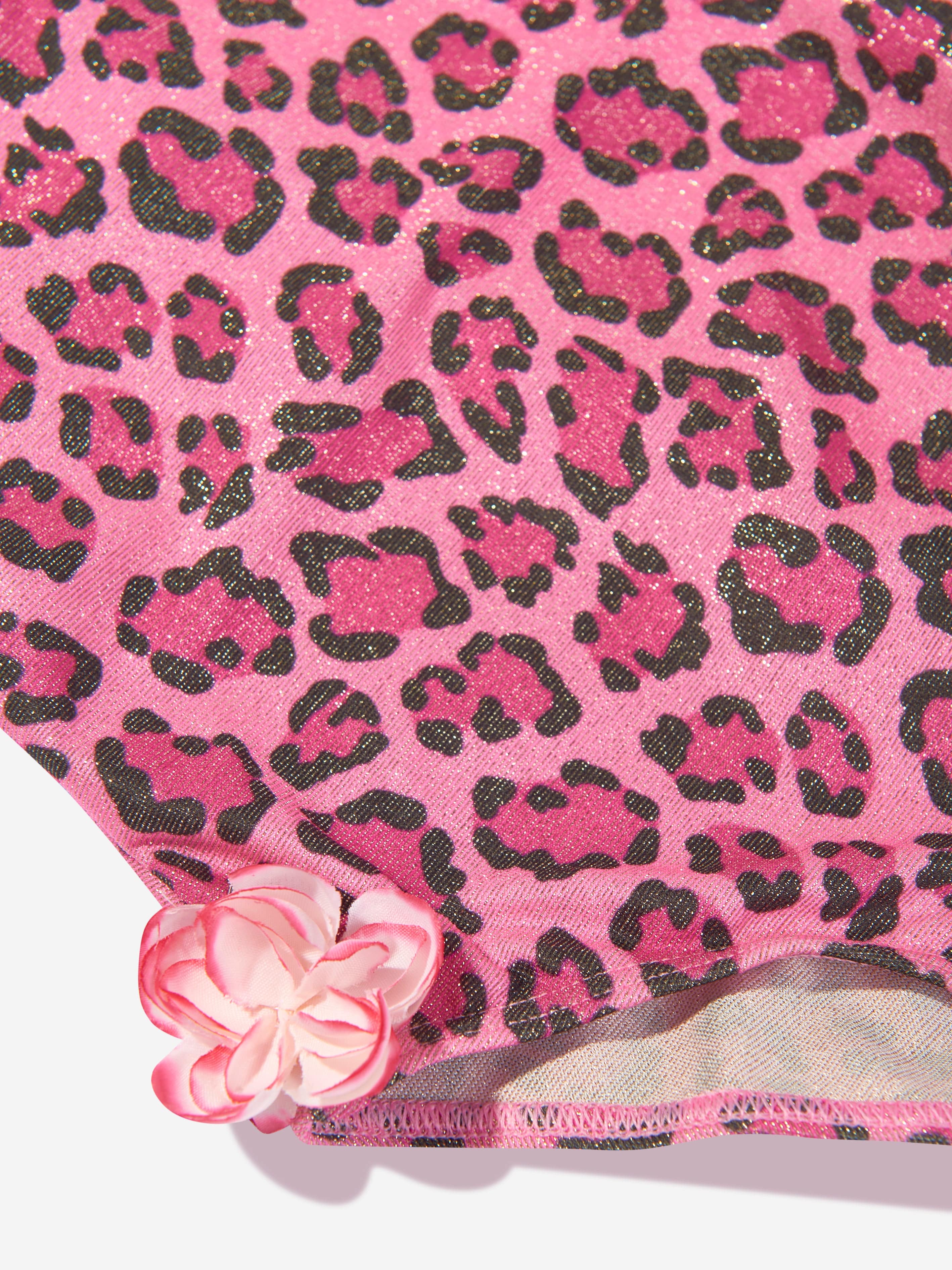 Selini Action Girls Leopard And Floral Swimsuit in Pink