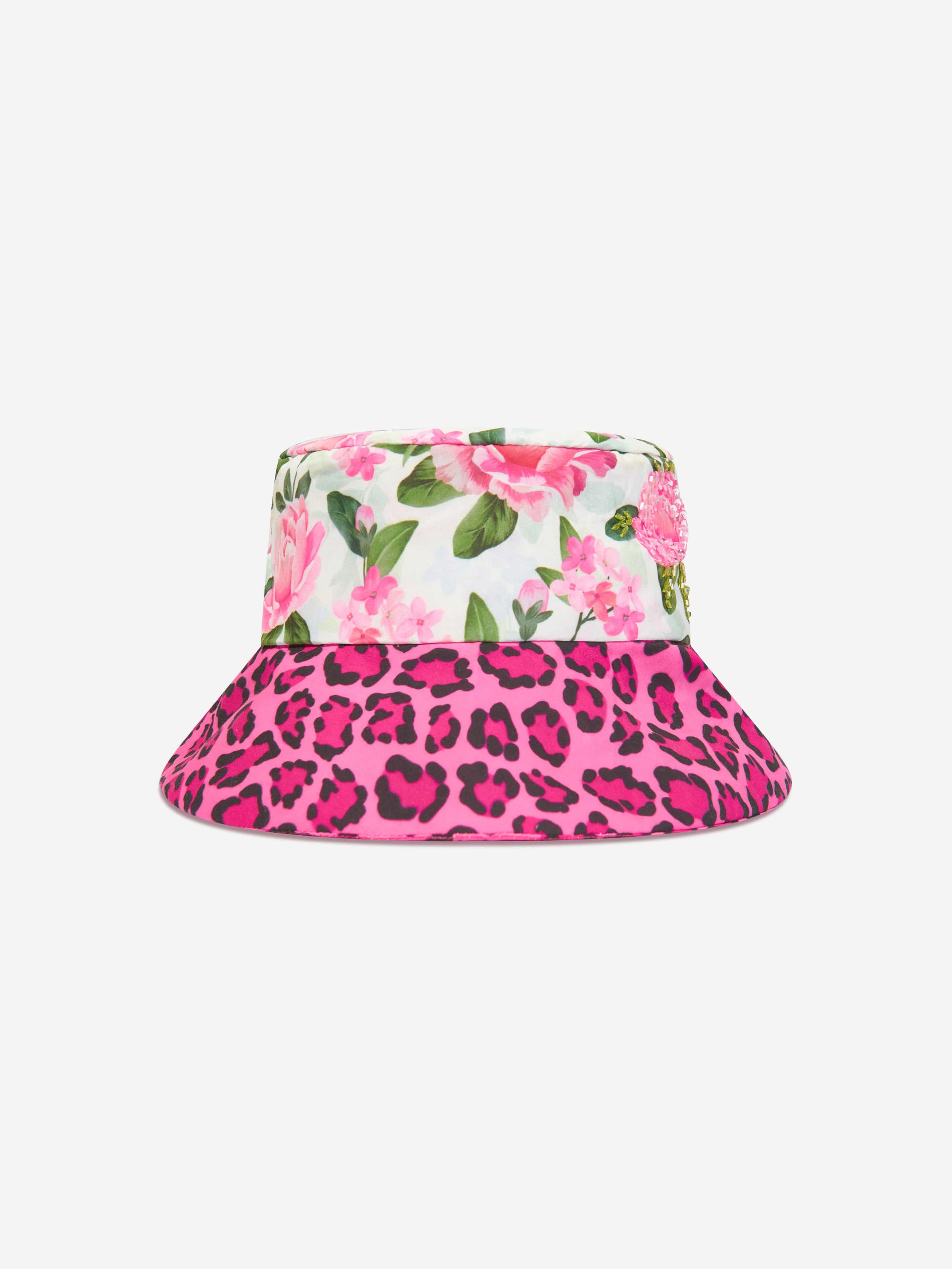 Selini Action Girls Floral And Leopard Bucket Hat in Multicolour
