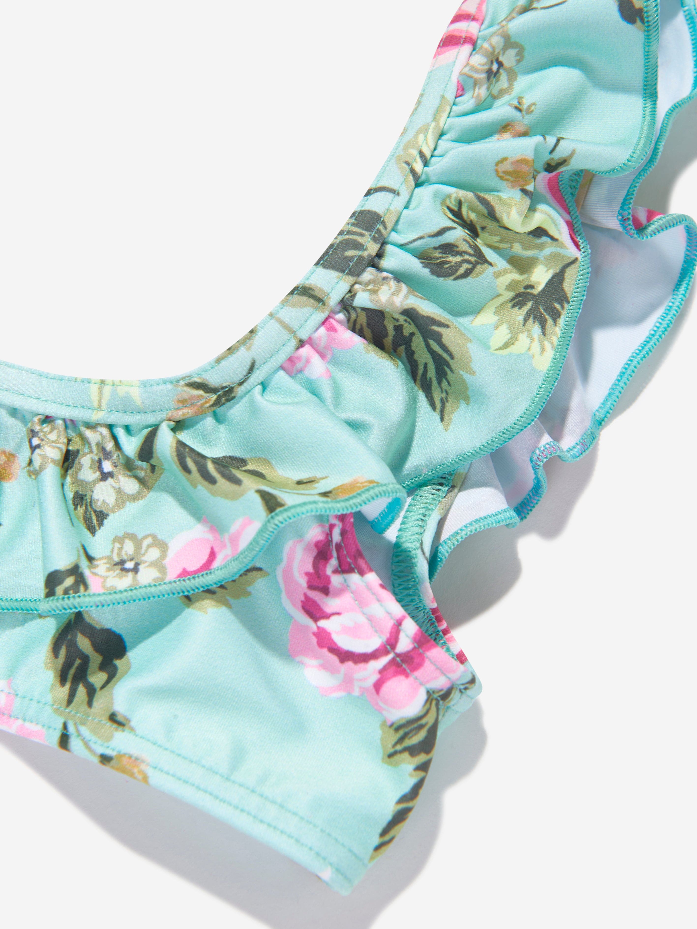 Selini Action Girls Floral And Checked Bikini in Multicolour