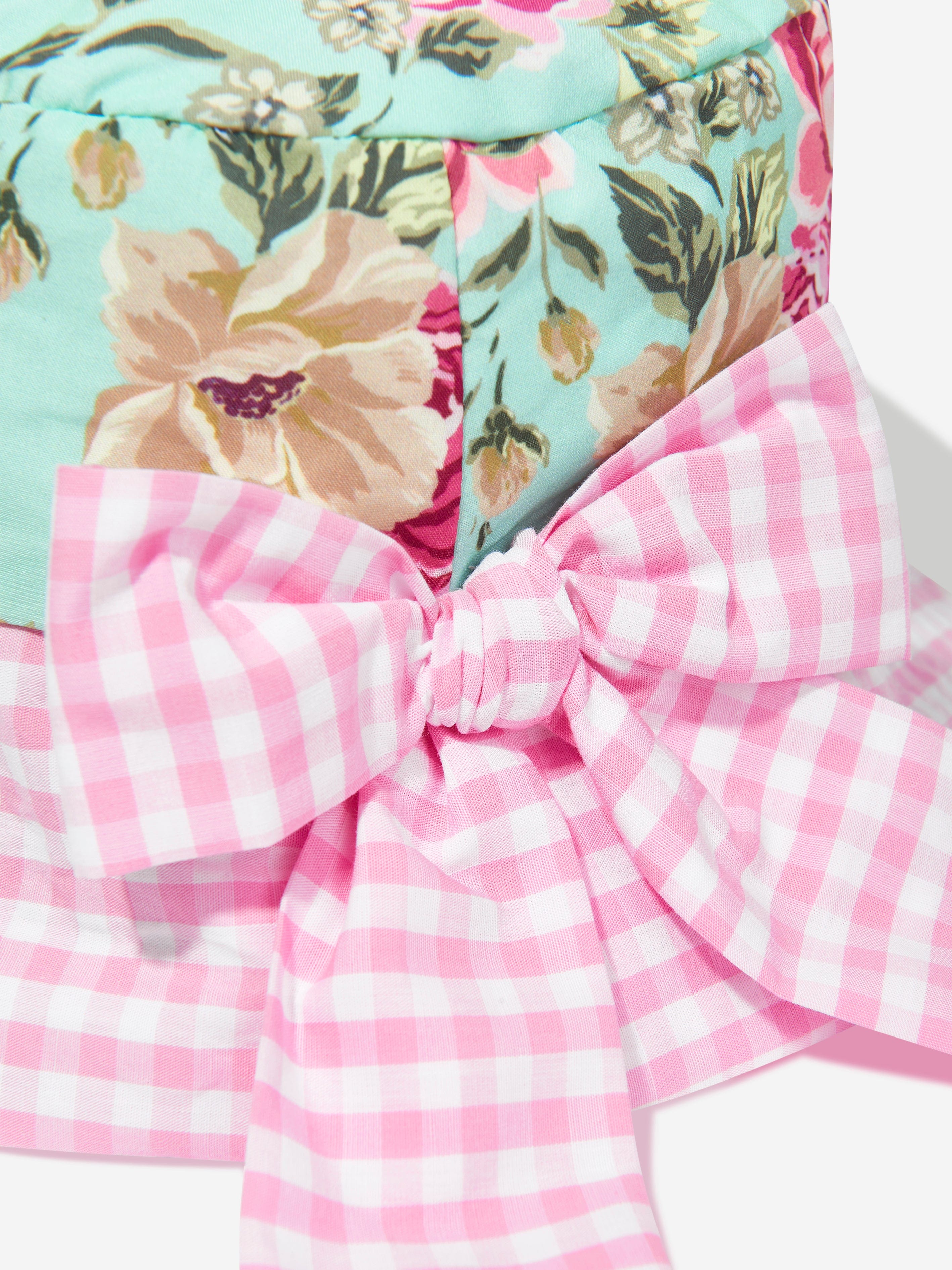 Selini Action Girls Floral And Check Bucket Hat in Multicolour