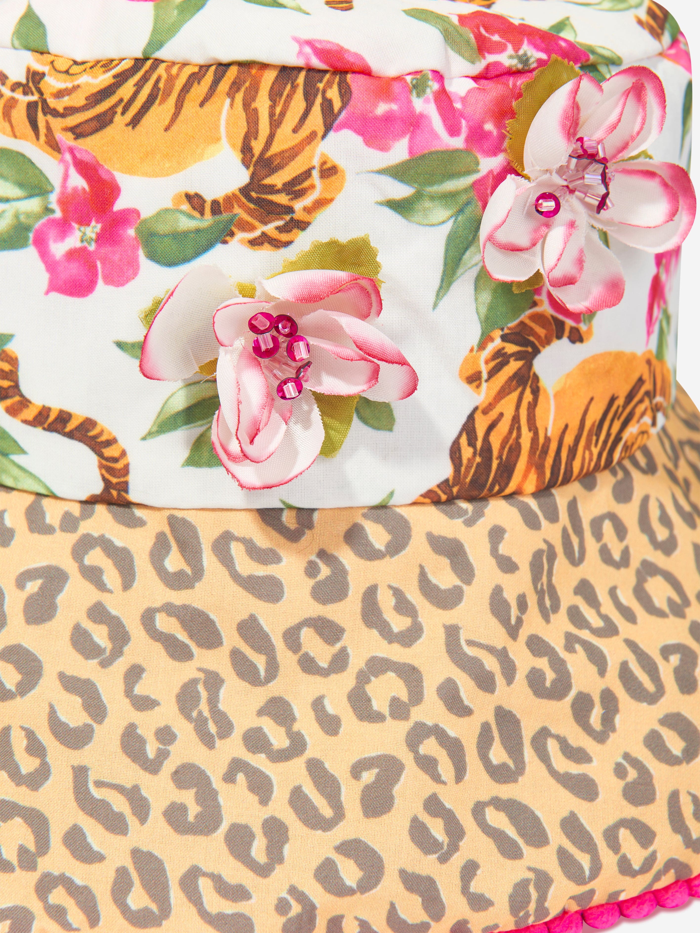 Selini Action Girls Floral Tiger Bucket Hat in Multicolour