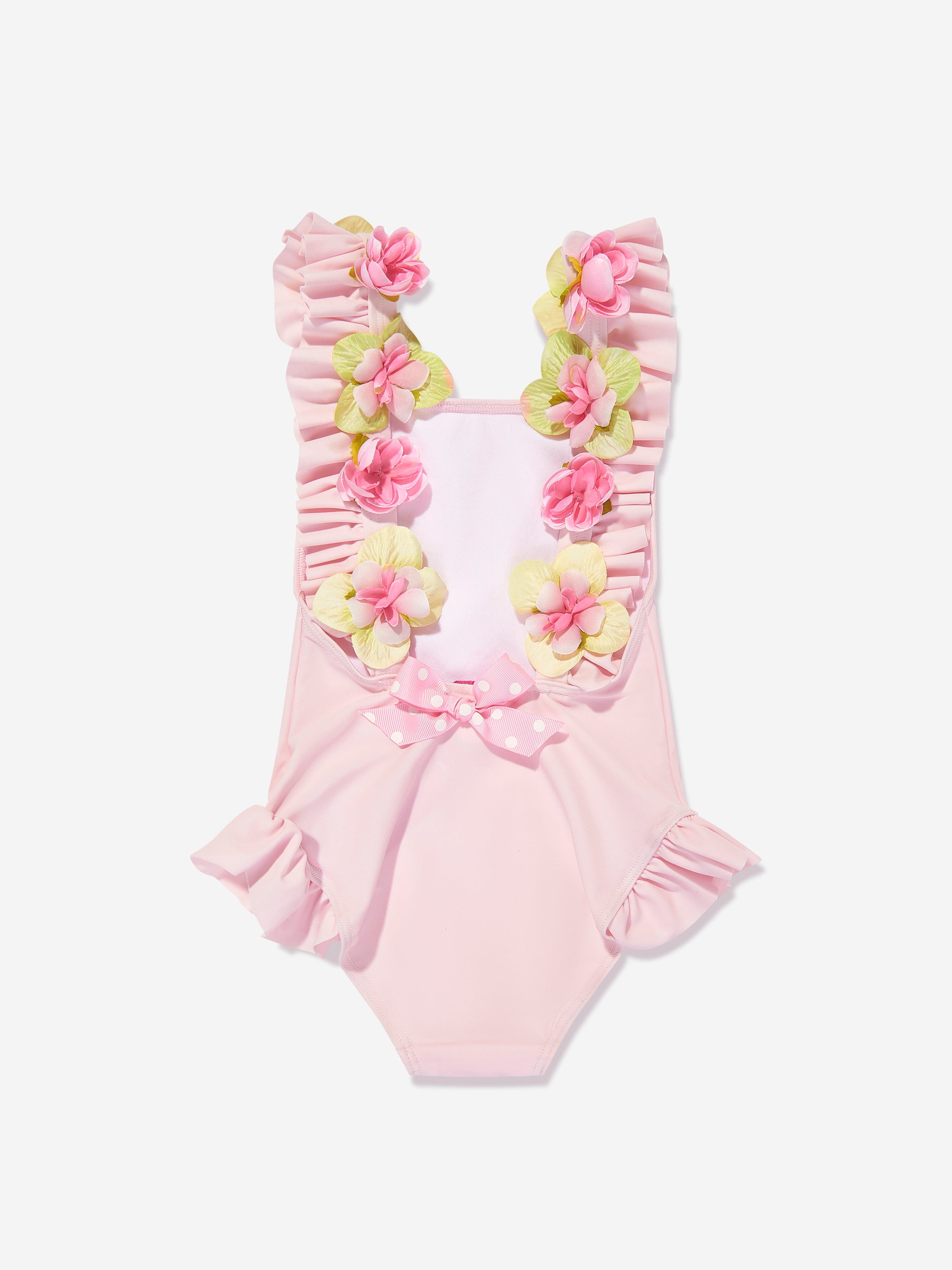 Selini Action Girls Flower Strap Swimsuit in Pink