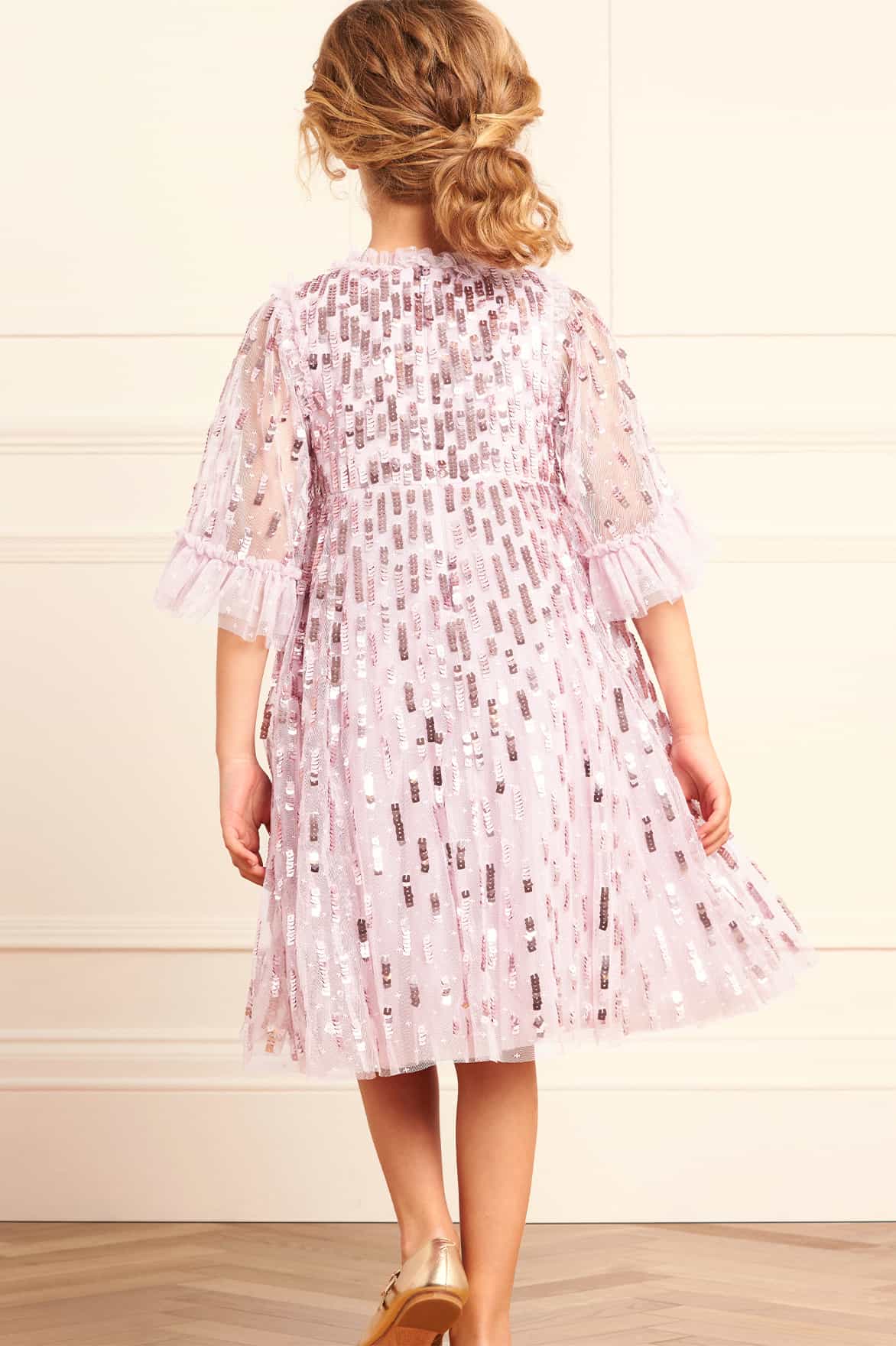 Needle & Thread Girls Sequin Dash Dress in Purple