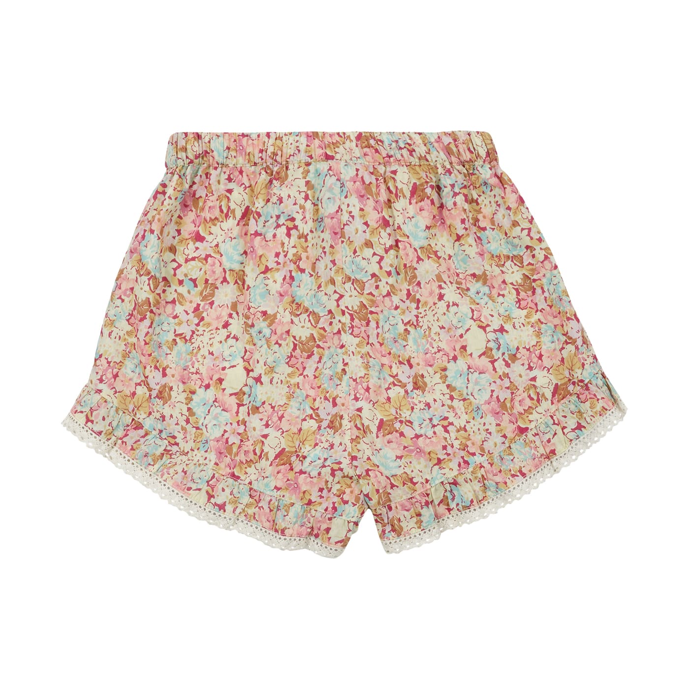 Girls Pink Floral Cotton Shorts