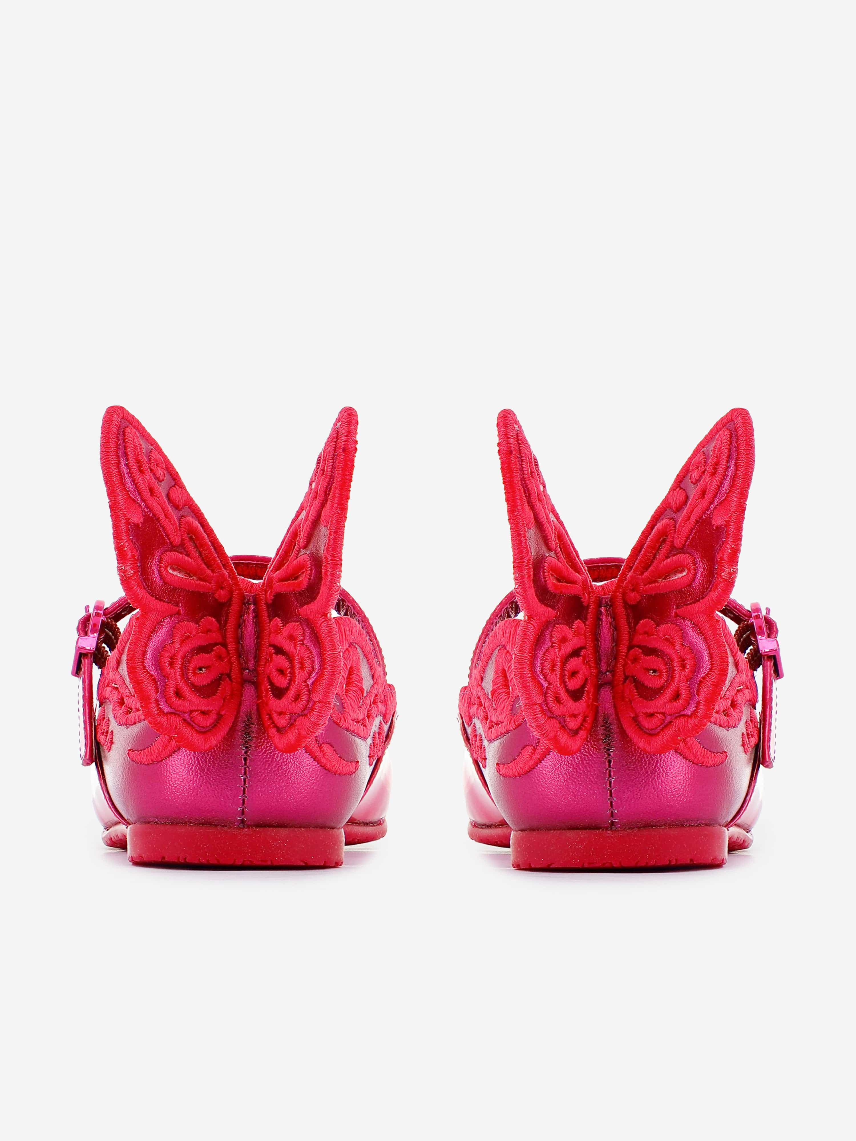 Sophia Webster Girls Chiara Broderie Flat in Pink