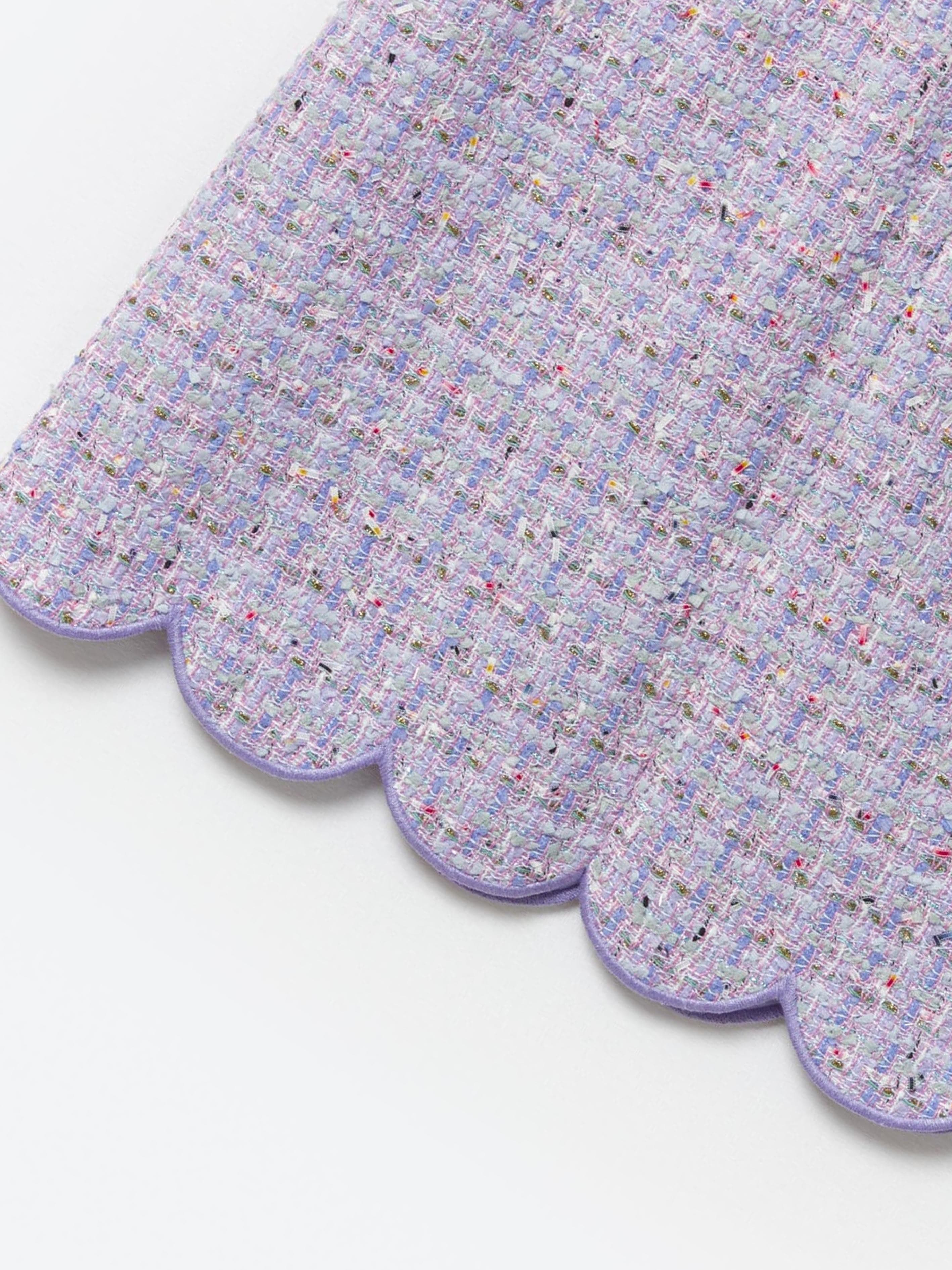 Self Portrait Girls Boucle Mini Skirt in Purple