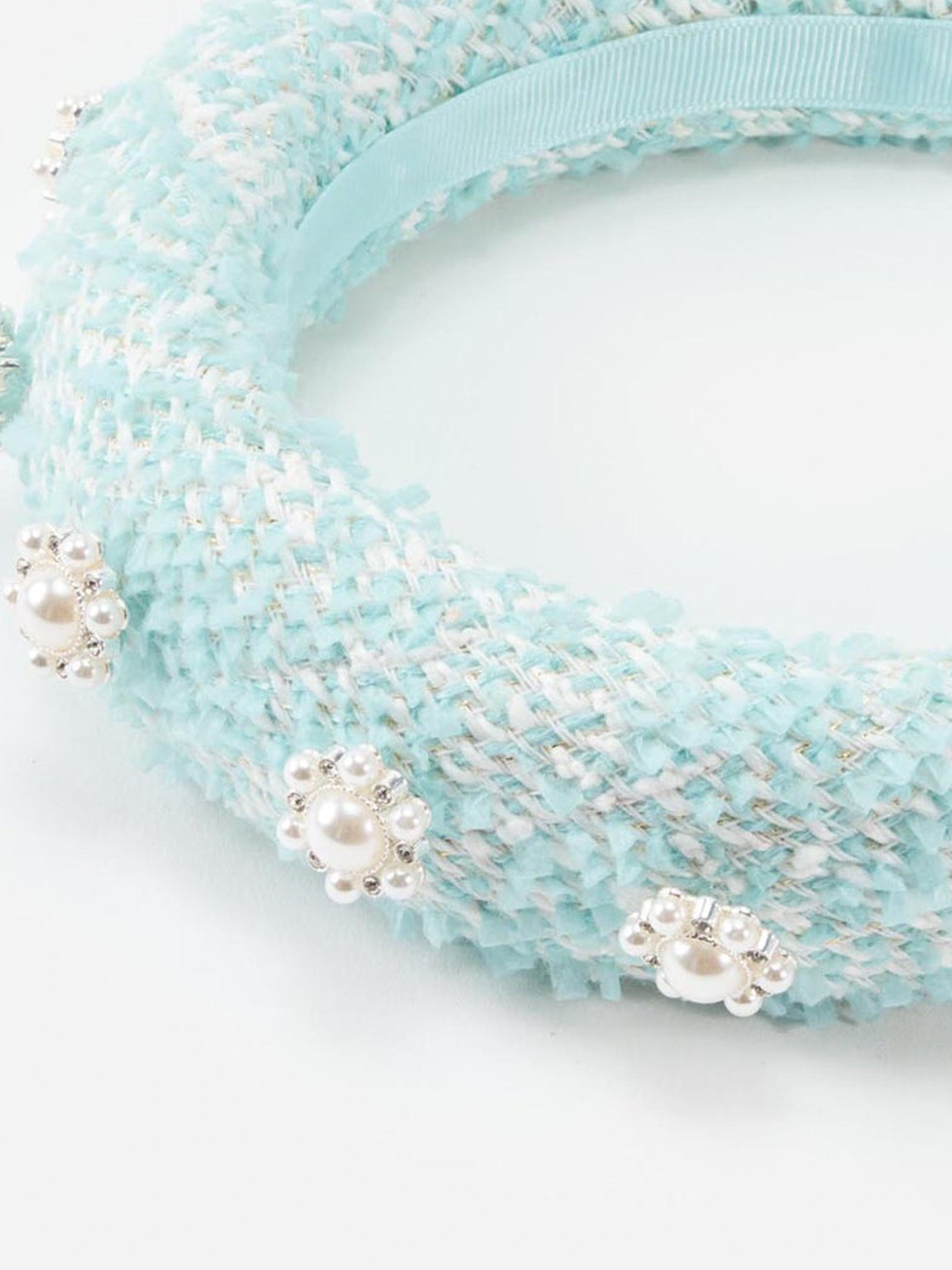 Girls Boucle 3D Flower Headband in Green