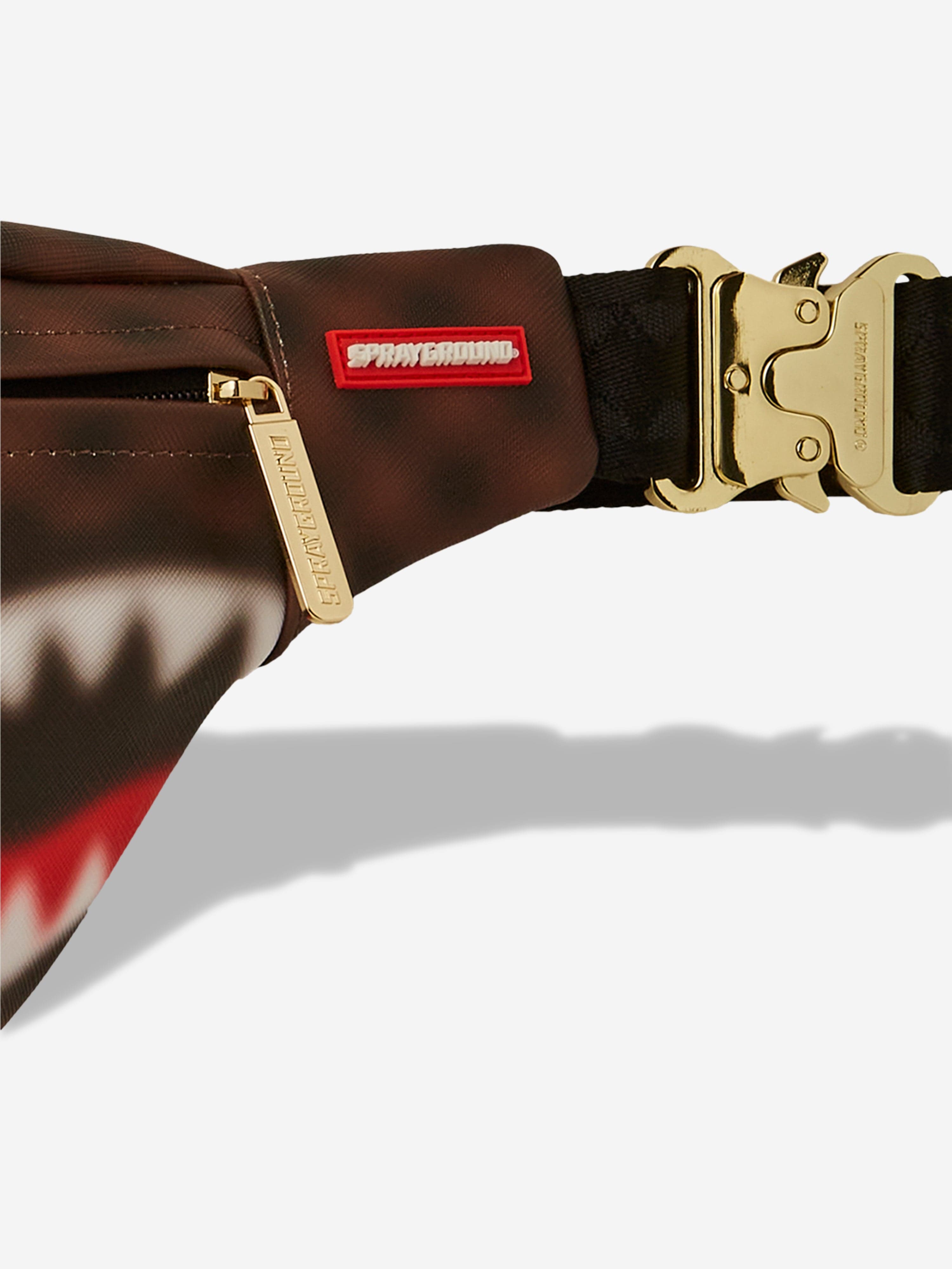 Sprayground Kids Sharks in Paris Blur Savvy Belt Bag in Brown (38.1 cm)