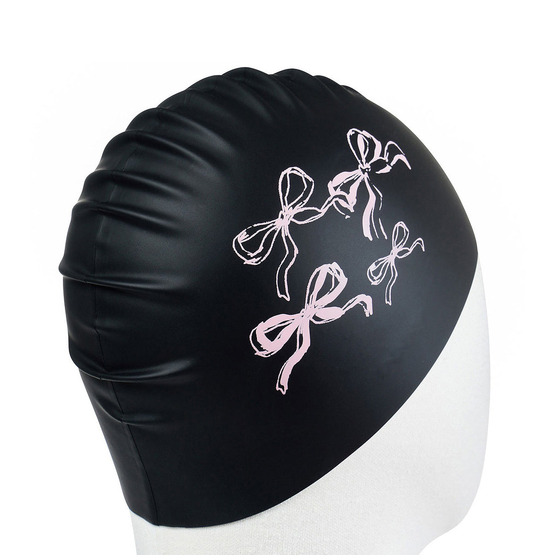 Bonnet de bain en silicone nœud papillon noir adulte
