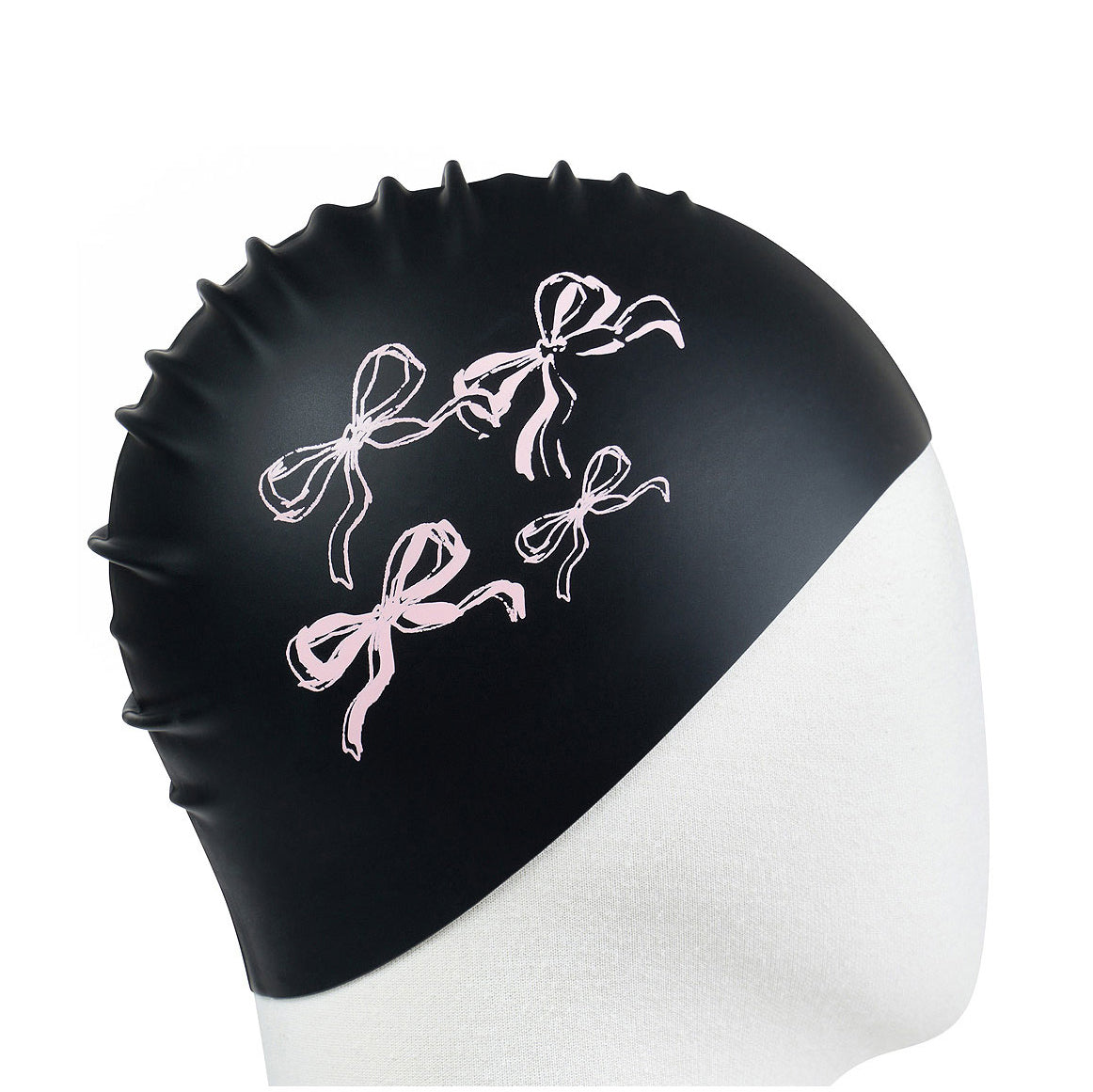 Bonnet de bain en silicone nœud papillon noir adulte