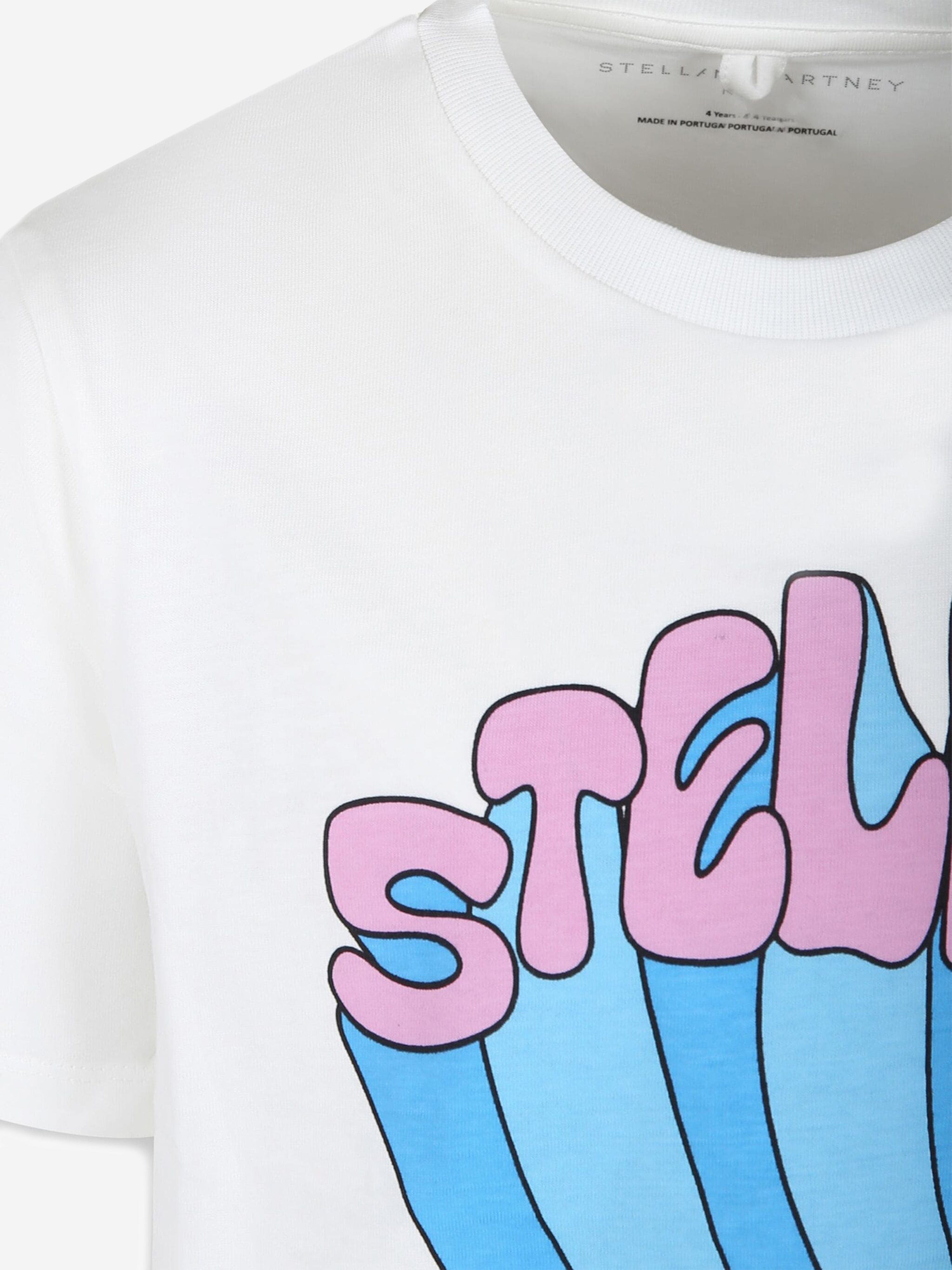 Stella McCartney Girls Logo Print T-Shirt in Ivory